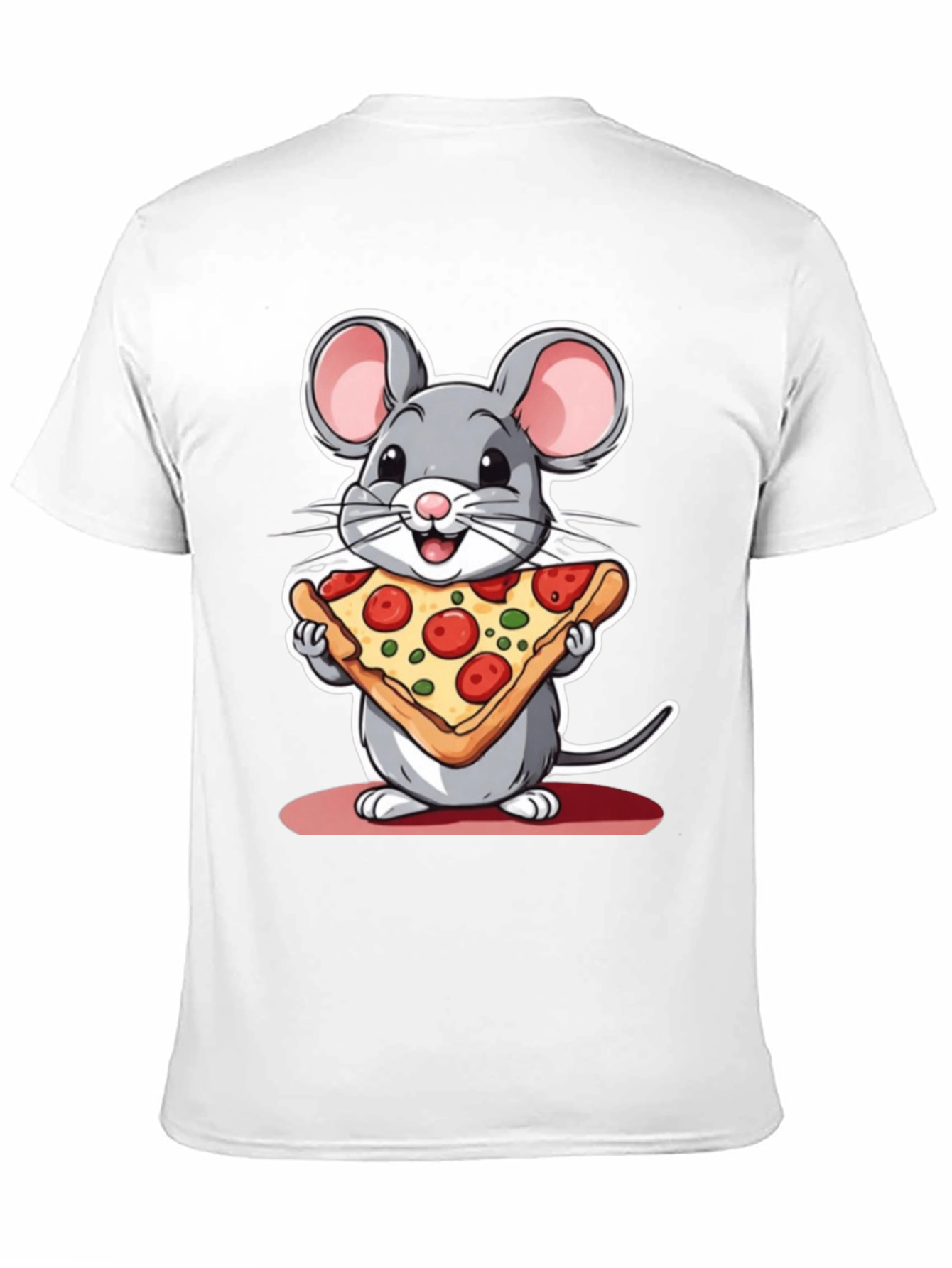 Black Cartoon Mouse Pizza Graphic Tee view 11