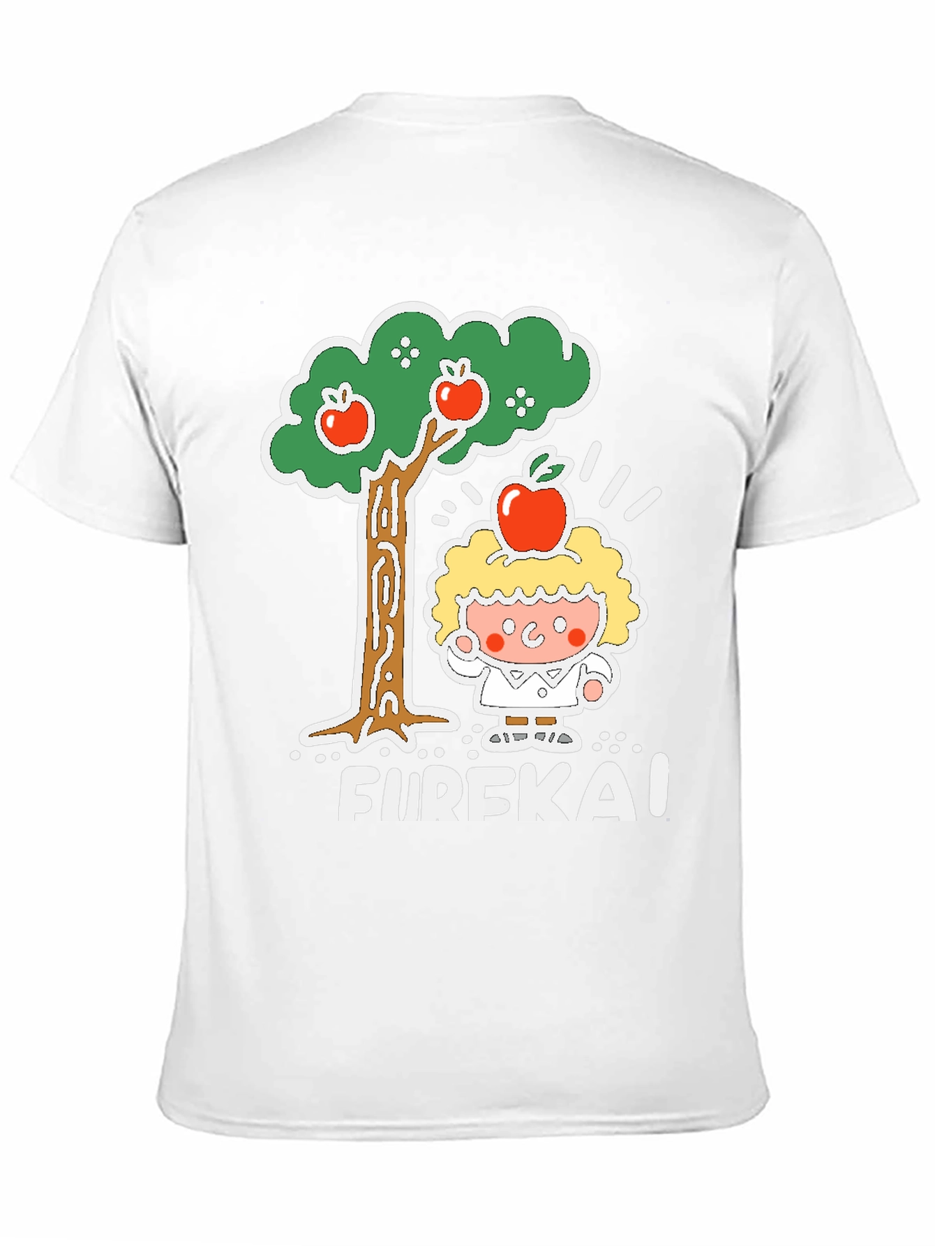 Black Eureka Apple Cartoon Graphic Black T-Shirt view 11