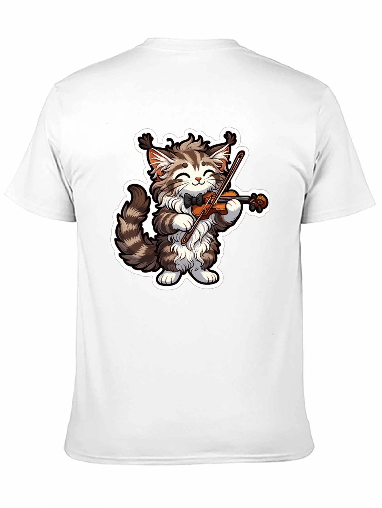 Black Musical Cat T-Shirt - Violin Playing Kitten Tee view 11