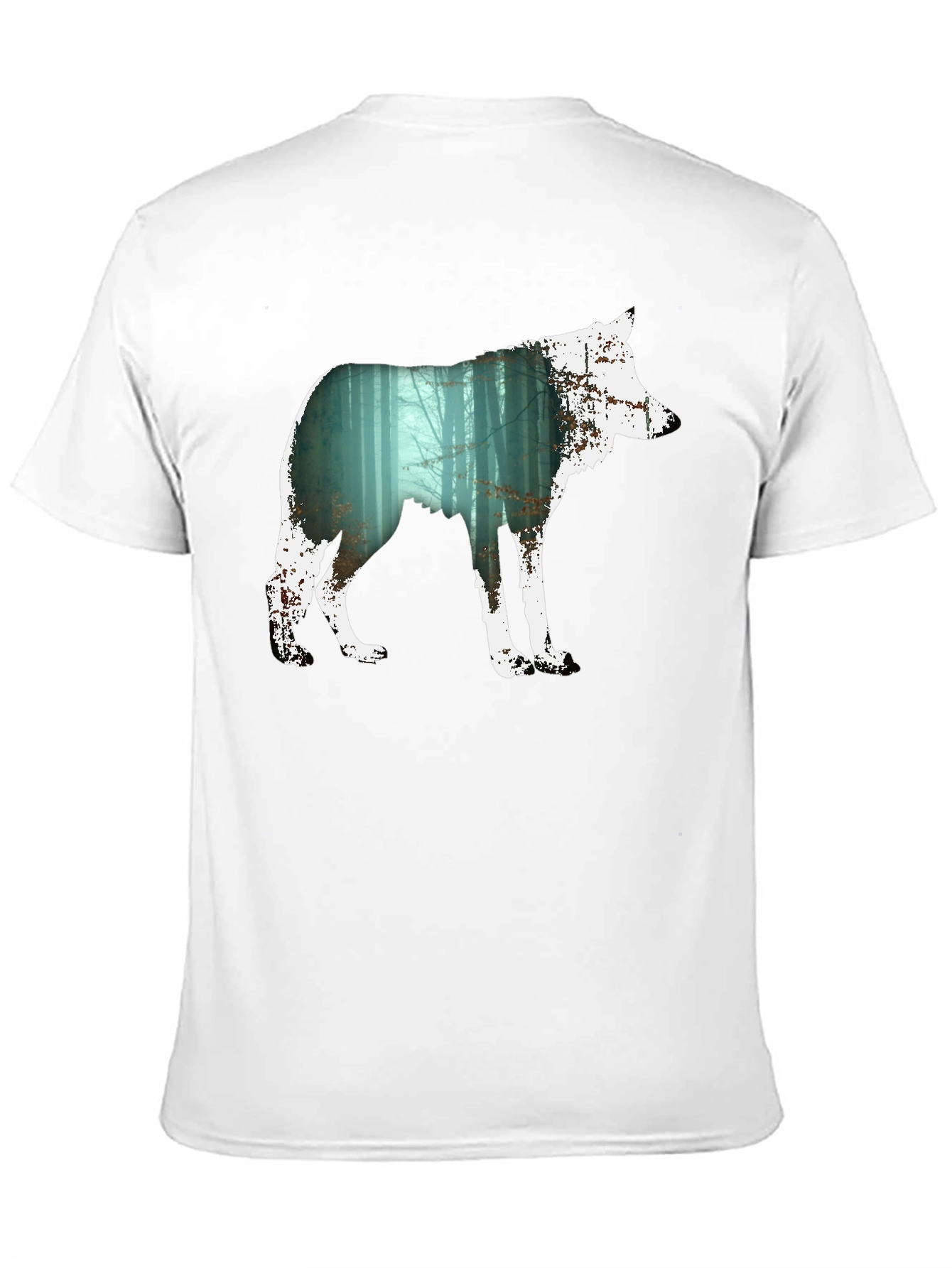 Black Wolf Silhouette Forest Graphic Tee - Black view 11