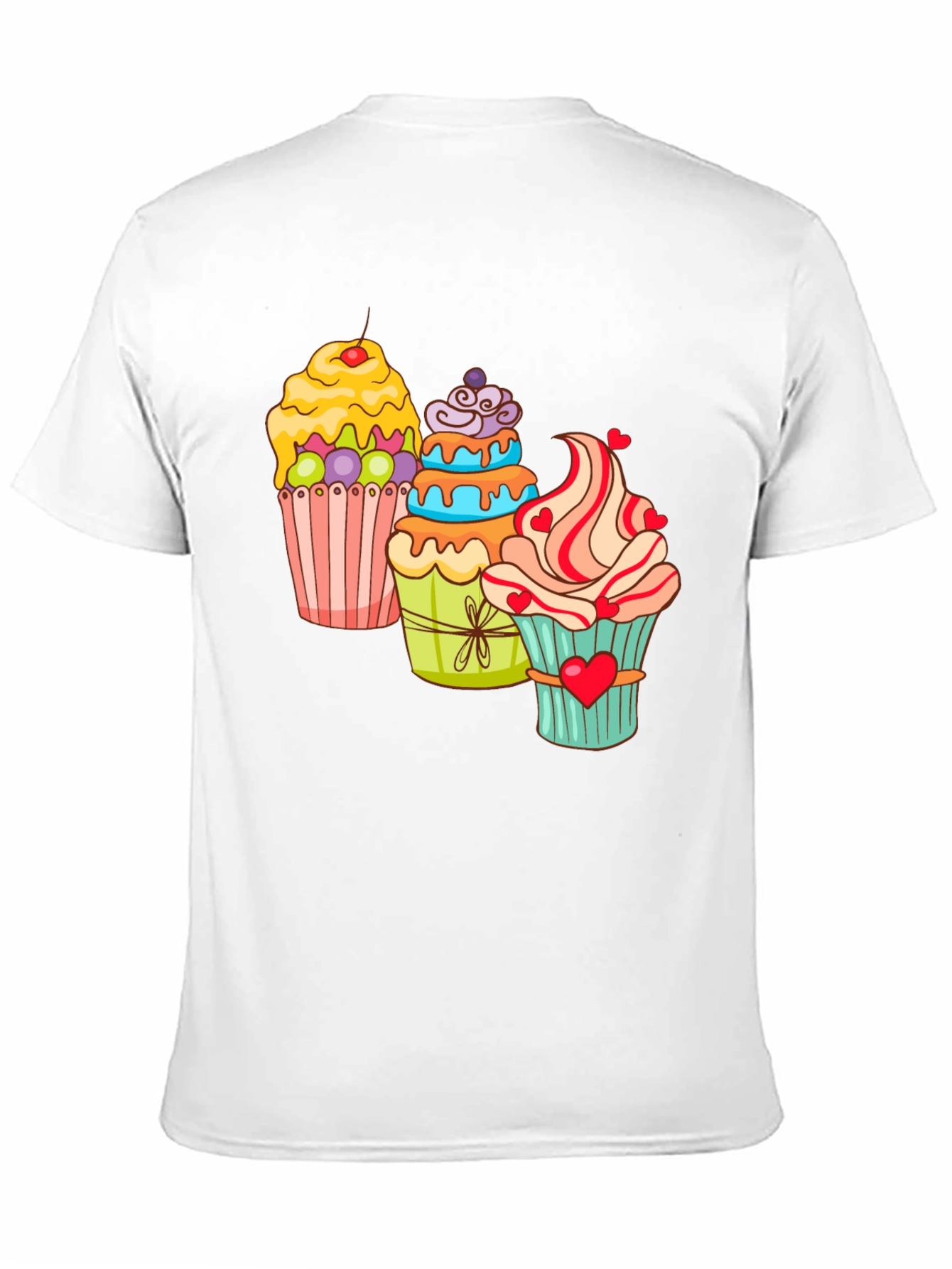 Black Cupcake T-Shirt Black Cotton Short Sleeve Dessert Lover view 11