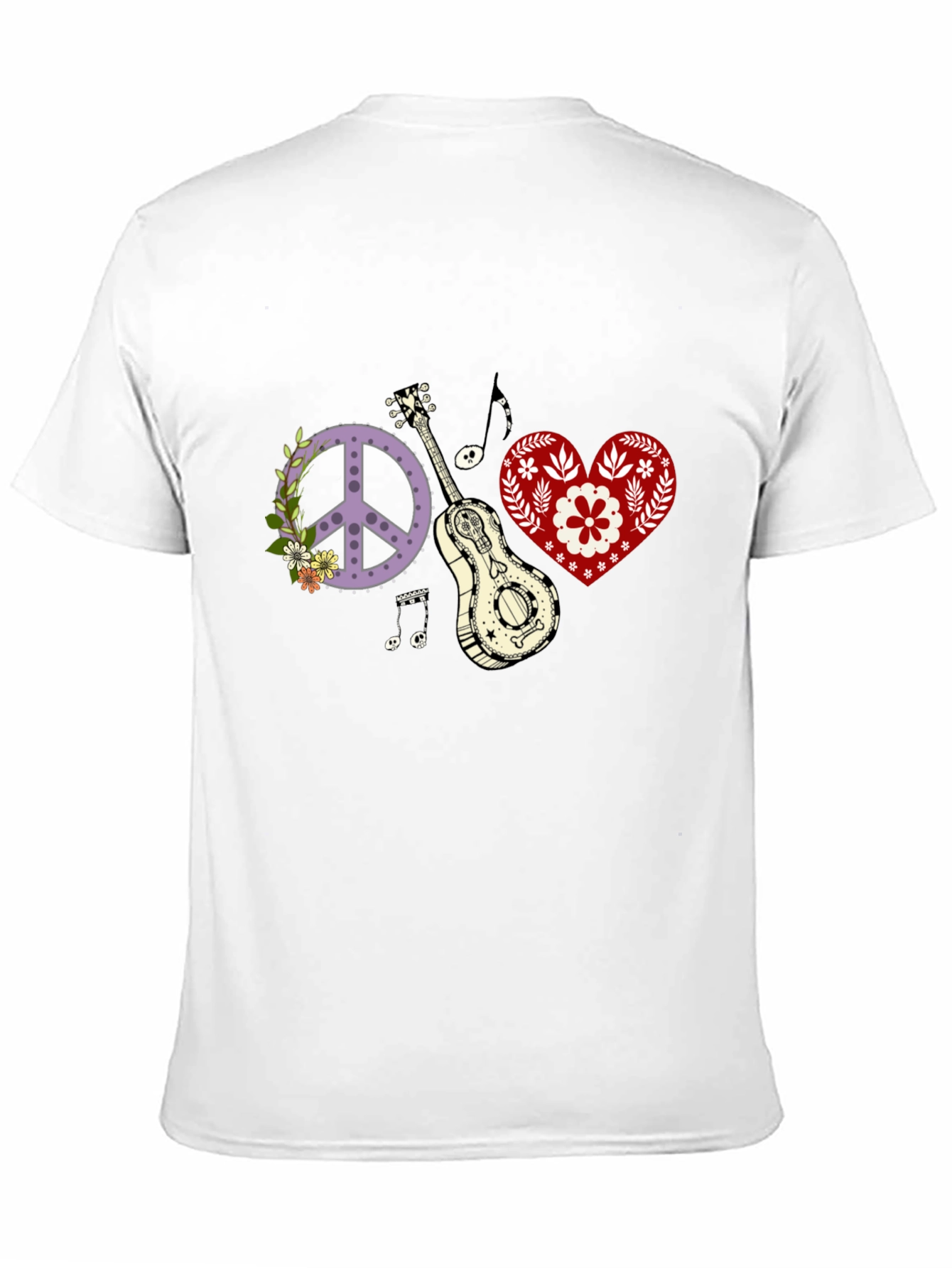 Black Peace, Love & Music T-Shirt - Black Cotton Tee view 11