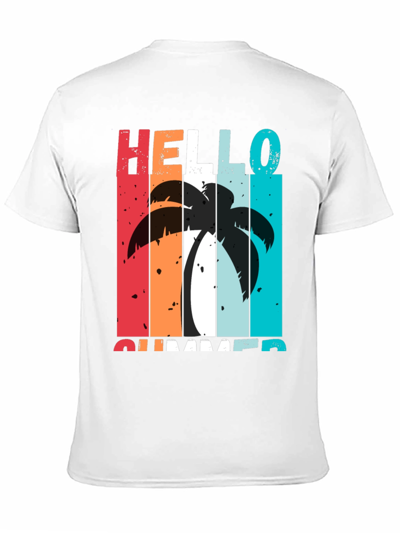 Black Hello Summer Palm Tree Graphic Tee view 11