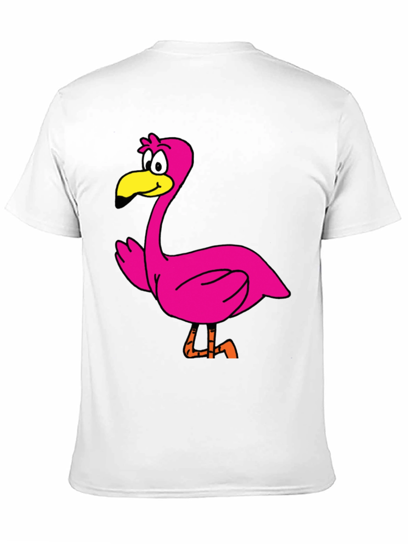 Black Cartoon Flamingo Graphic Tee - Black Unisex T-Shirt view 11