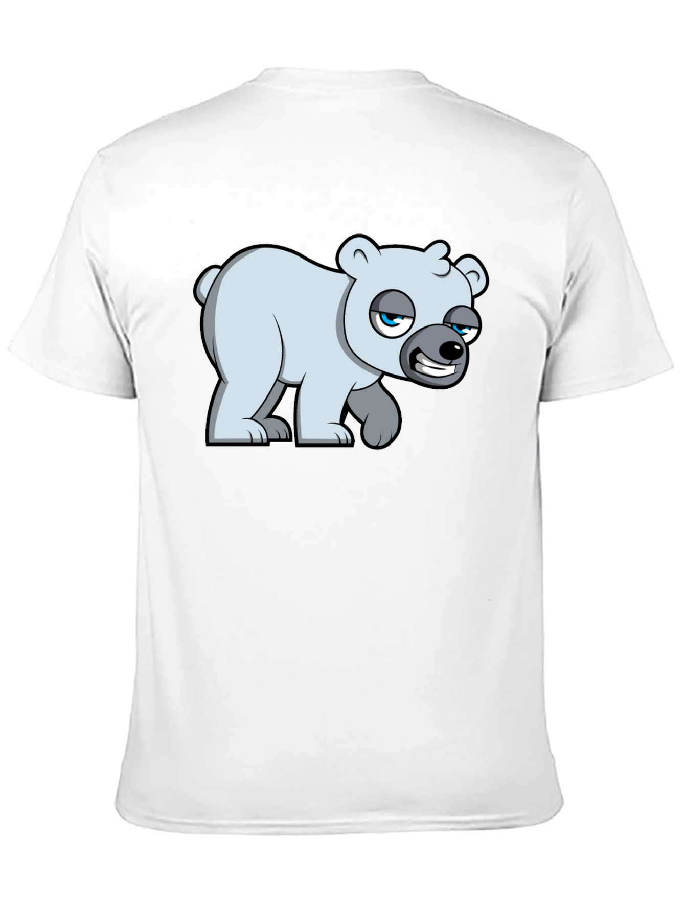 Black Cartoon Polar Bear Graphic T-Shirt - Black Cotton Blend view 11