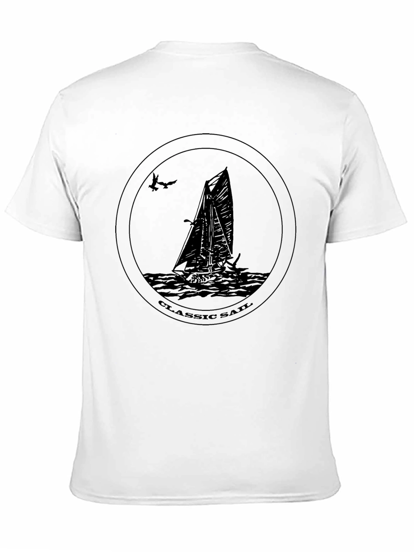 Black Classic Sail Boat Graphic T-Shirt view 11
