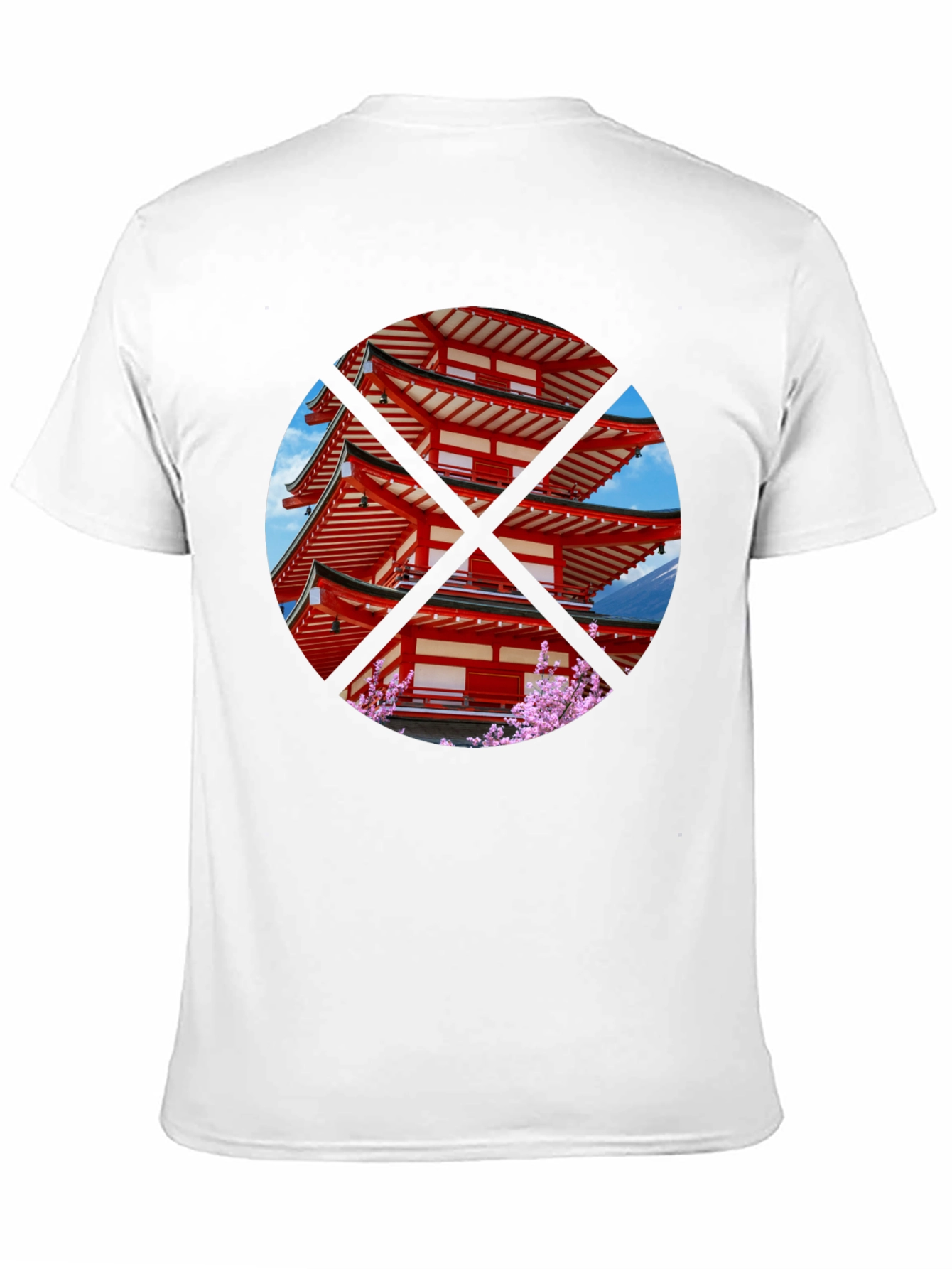 Black Japanese Pagoda T-Shirt - Black Crew Neck Tee view 11