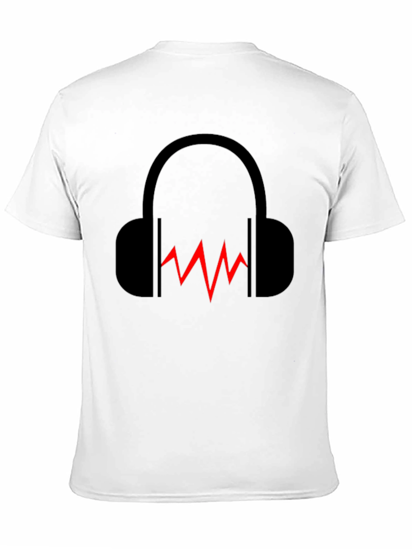 Black Headphones & Sound Wave Graphic Black T-Shirt view 11