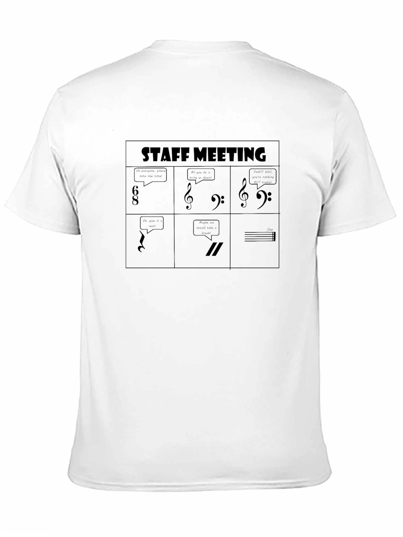 Black Musical Staff Meeting Black T-Shirt view 11