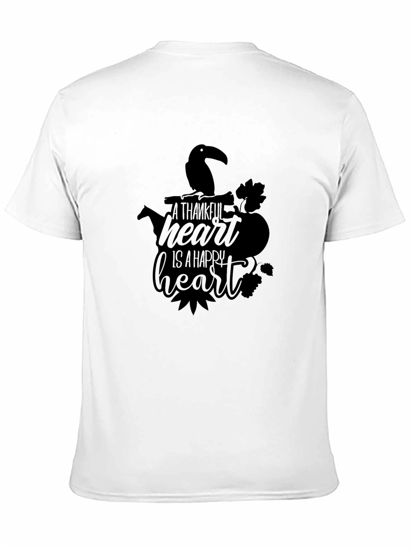 Black Thankful Heart T-Shirt - Black Crew Neck Graphic Tee view 11