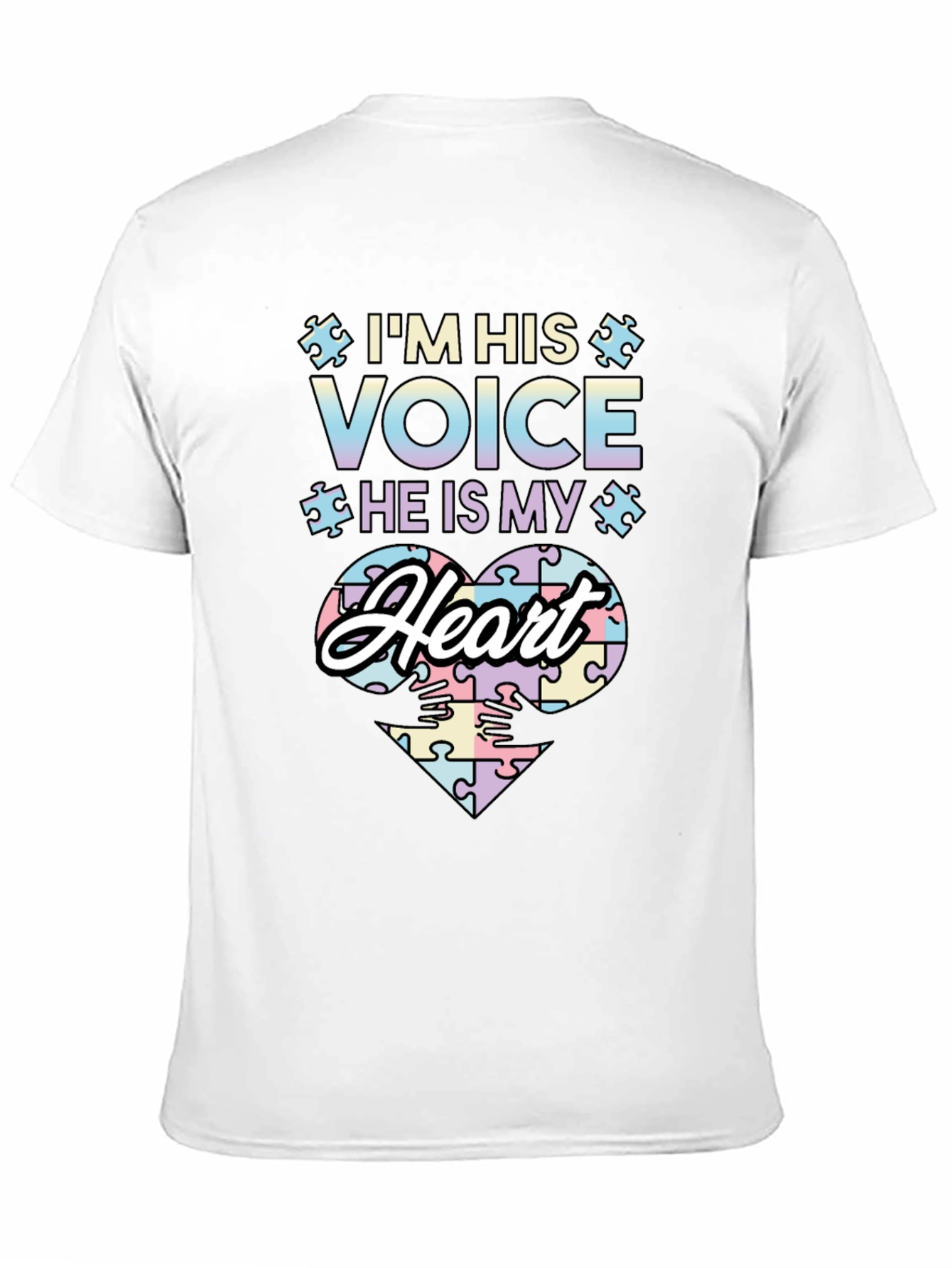Black Autism Awareness T-Shirt I'm His Voice He Is My Heart view 11