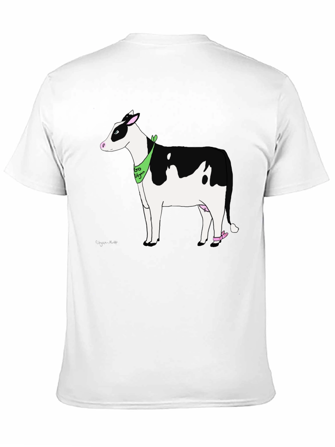 Black Vegan Cow Graphic T-Shirt - Black Cotton Tee view 11