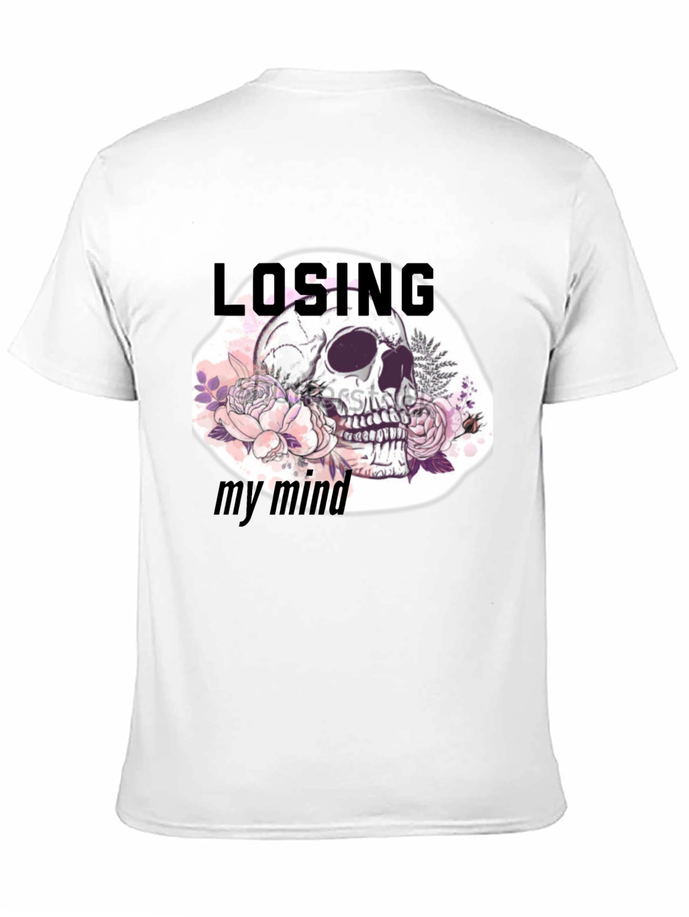 Black Losing My Mind Skull Graphic T-Shirt view 11