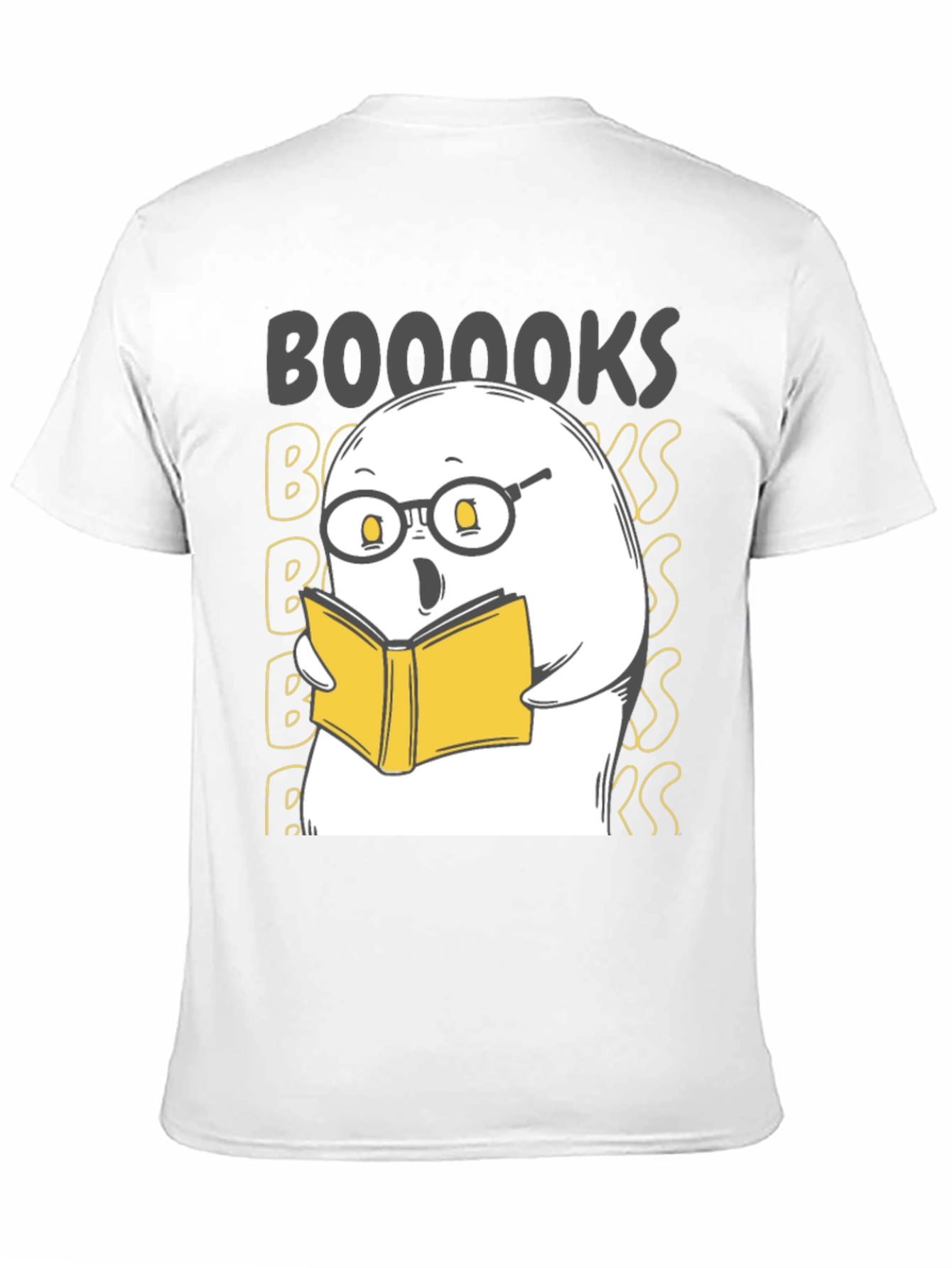 Black Funny Ghost Reading Book T-Shirt - BOOOOOKS! view 11
