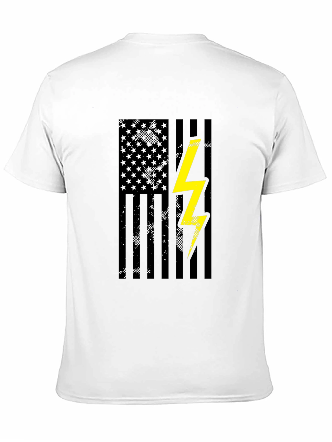 Black American Flag Lightning Bolt Graphic T-Shirt view 11