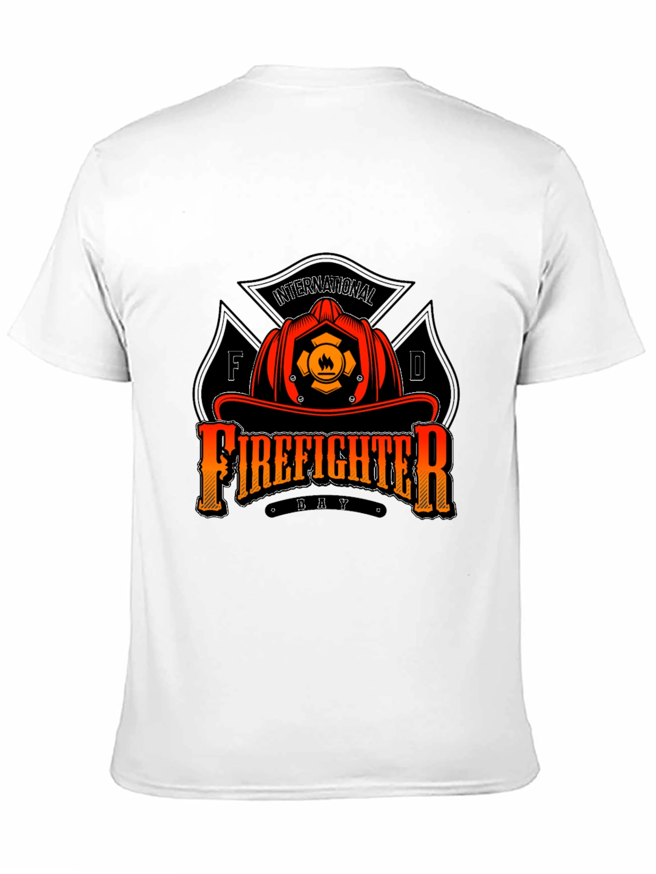 Black Firefighter Day T-Shirt - Black Crew Neck Tee view 11