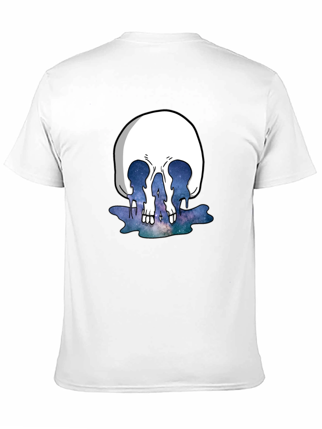 Black Melting Galaxy Skull T-Shirt - Unique Graphic Tee view 11