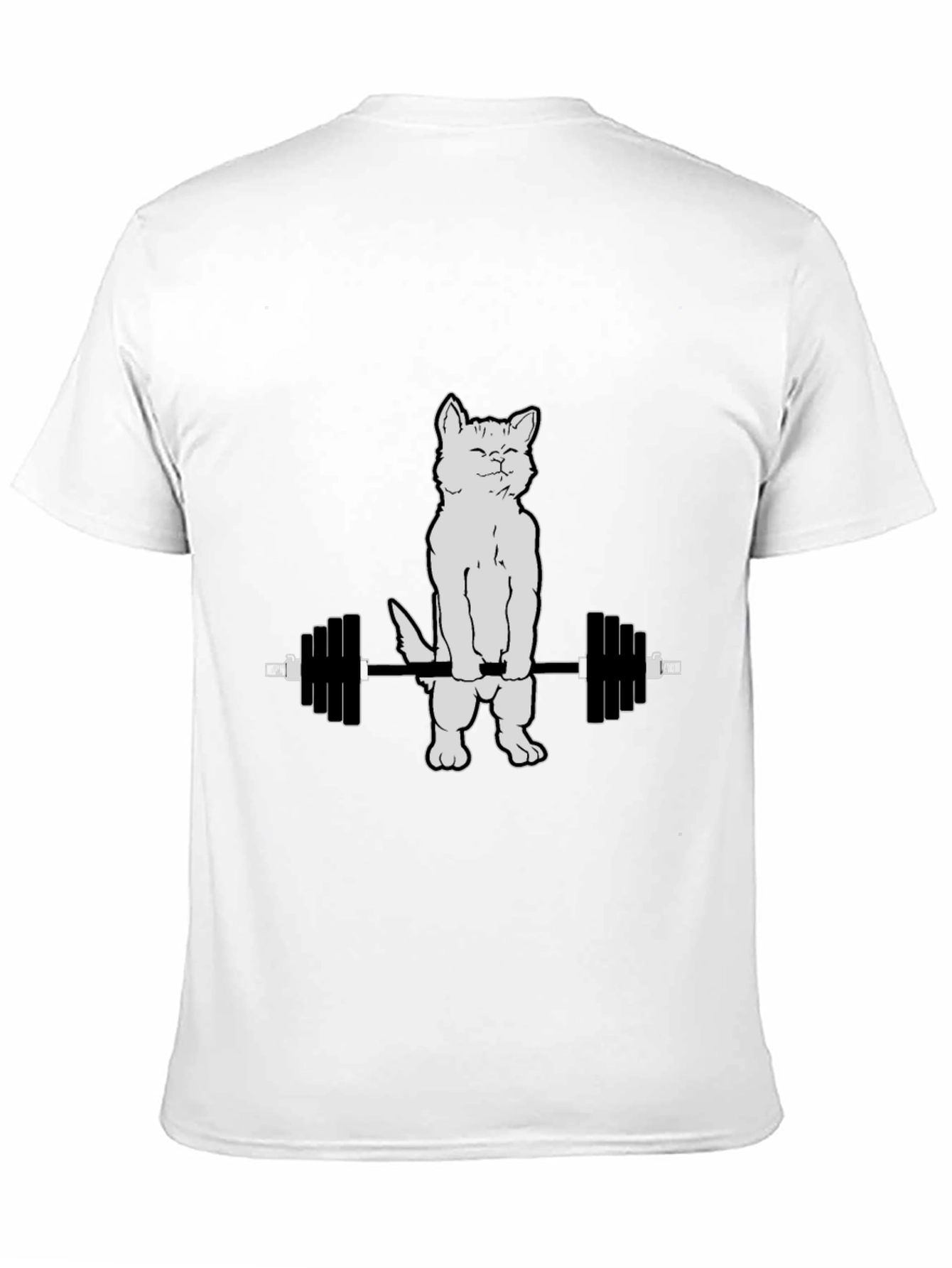Black Cat Lifting Weights Graphic T-Shirt - Black view 11