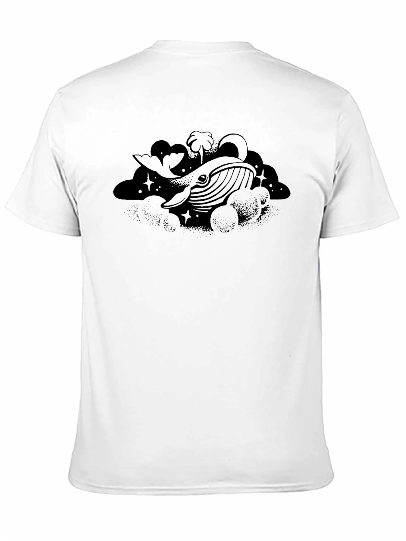 Black Whale in Clouds Graphic Tee - Black Cotton T-Shirt view 11