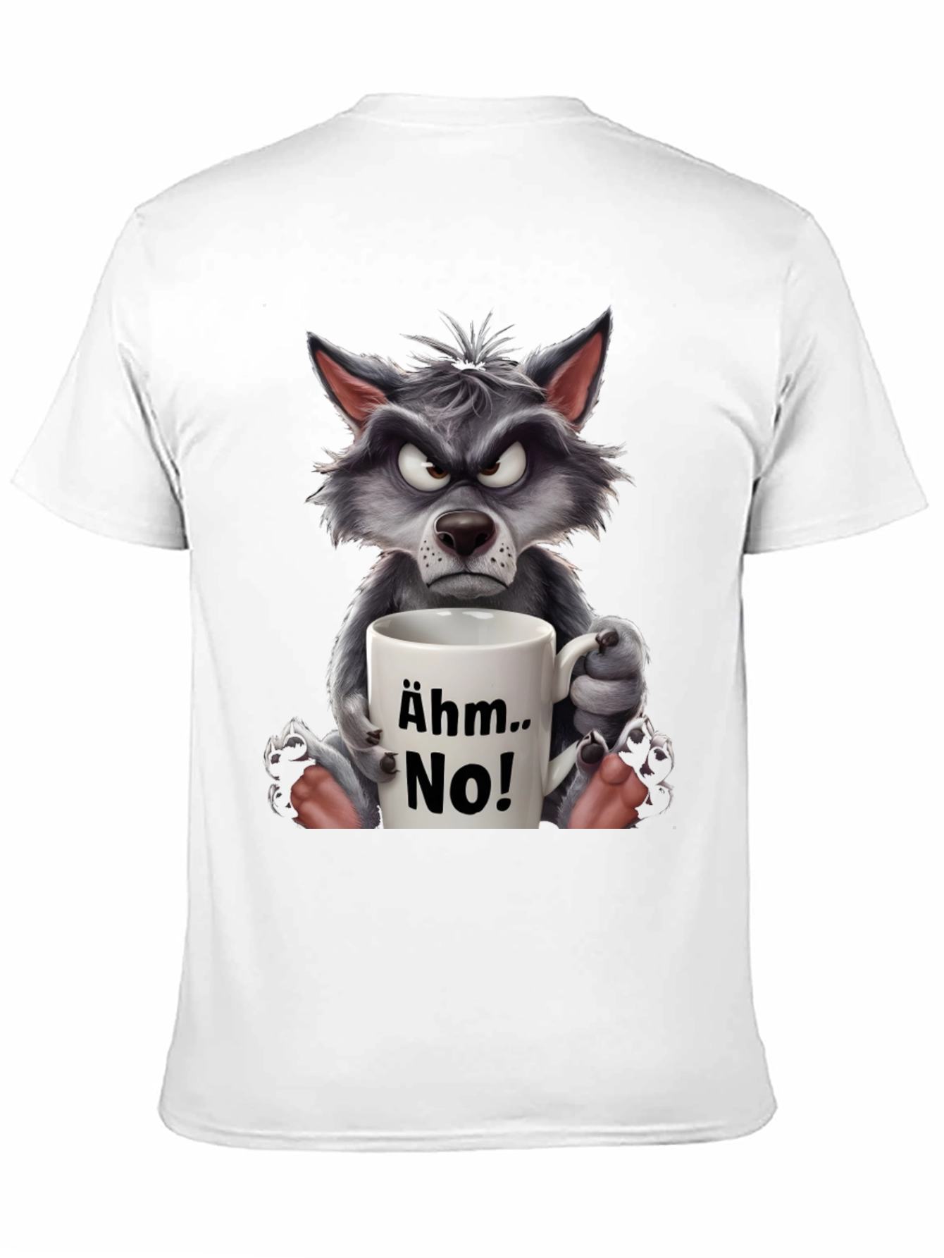 Black Grumpy Wolf "Ähm.. No!" T-Shirt - Express Your Mood! view 11