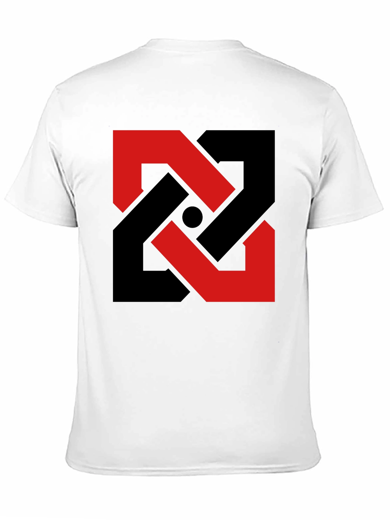 Black Abstract Geometric T-Shirt - Red & Black Design view 11