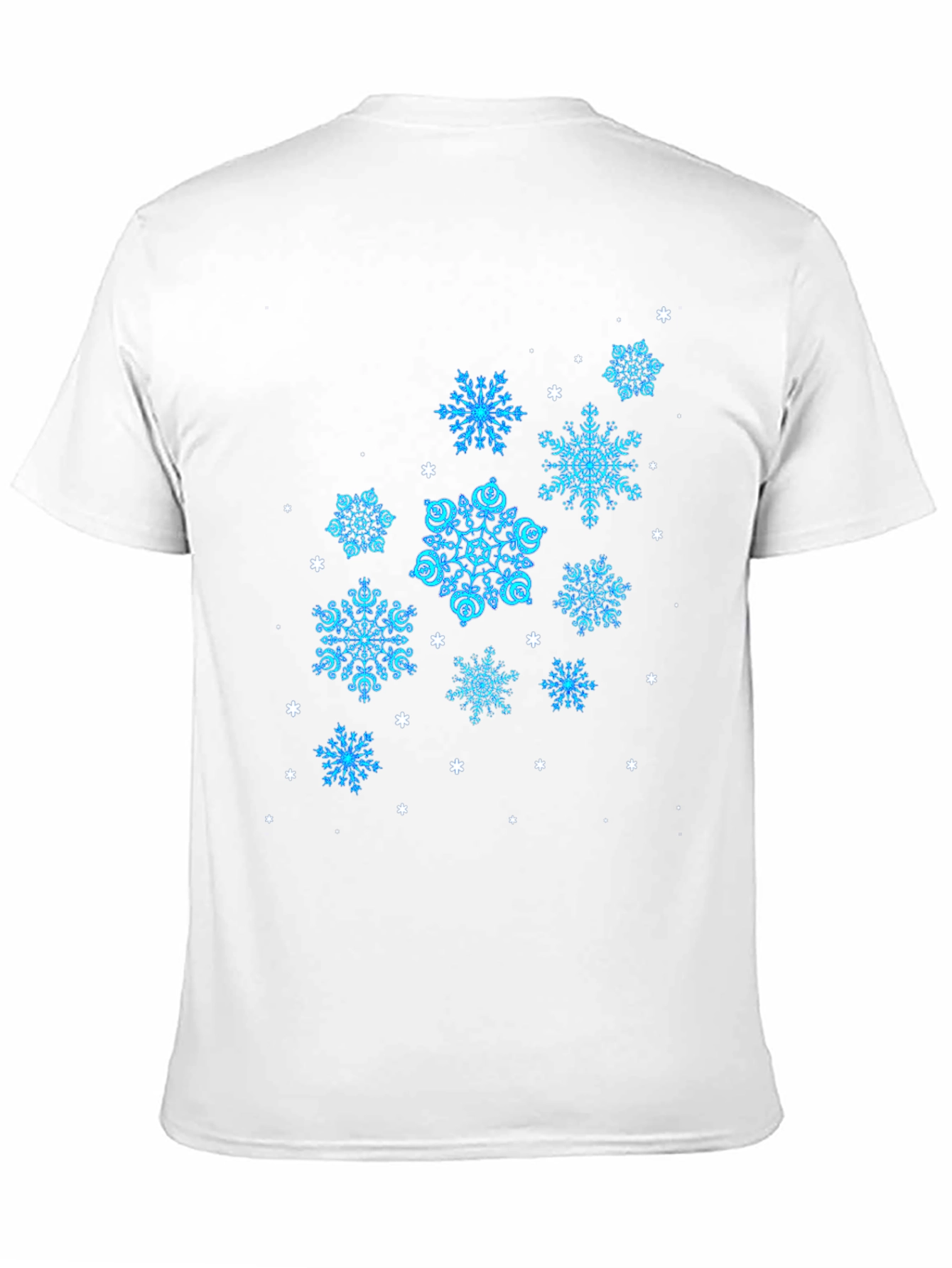 Black Snowflake Pattern Black T-Shirt view 11
