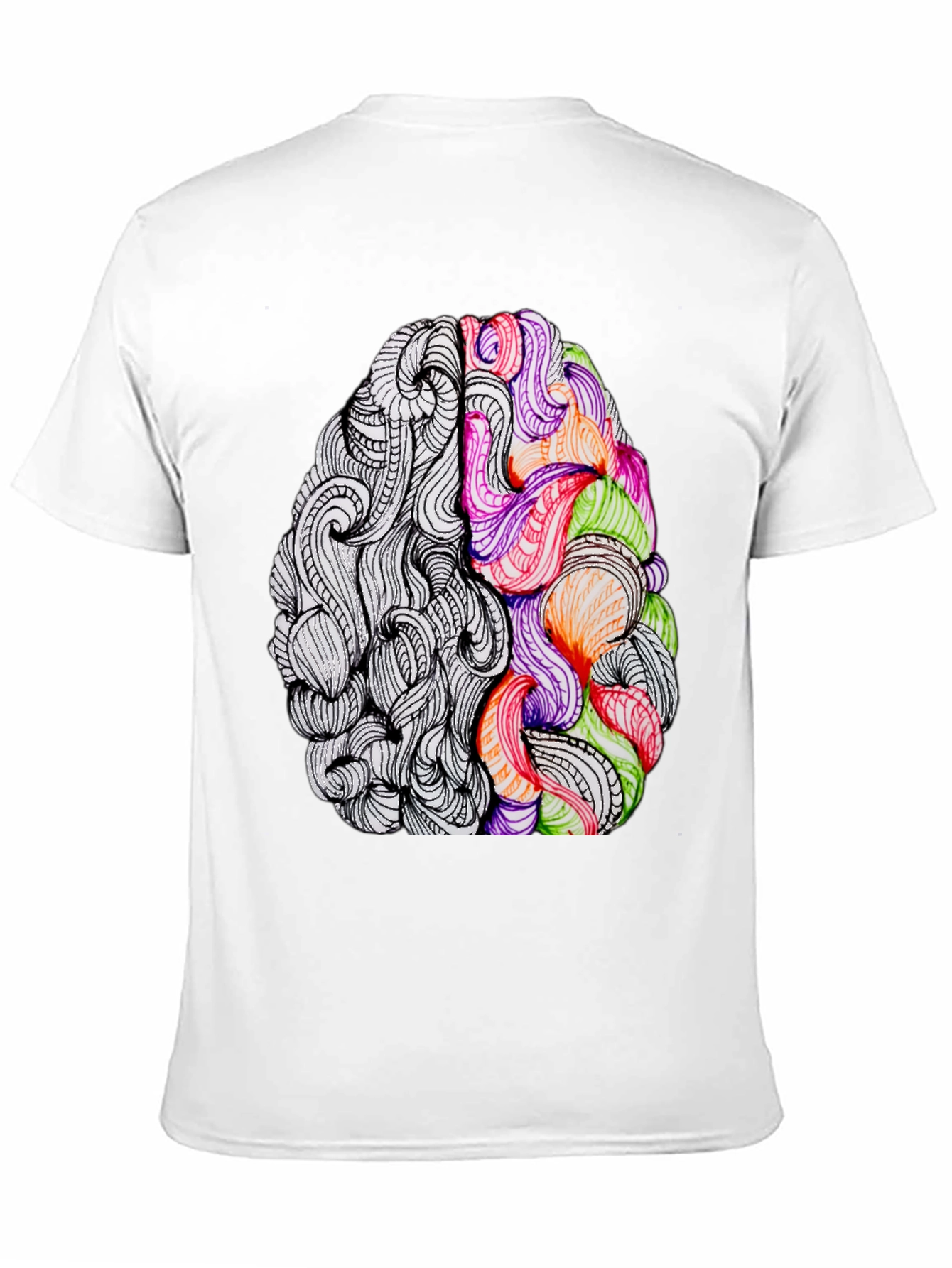 Black Brain Art Graphic Tee - Creative Thinking T-Shirt view 11