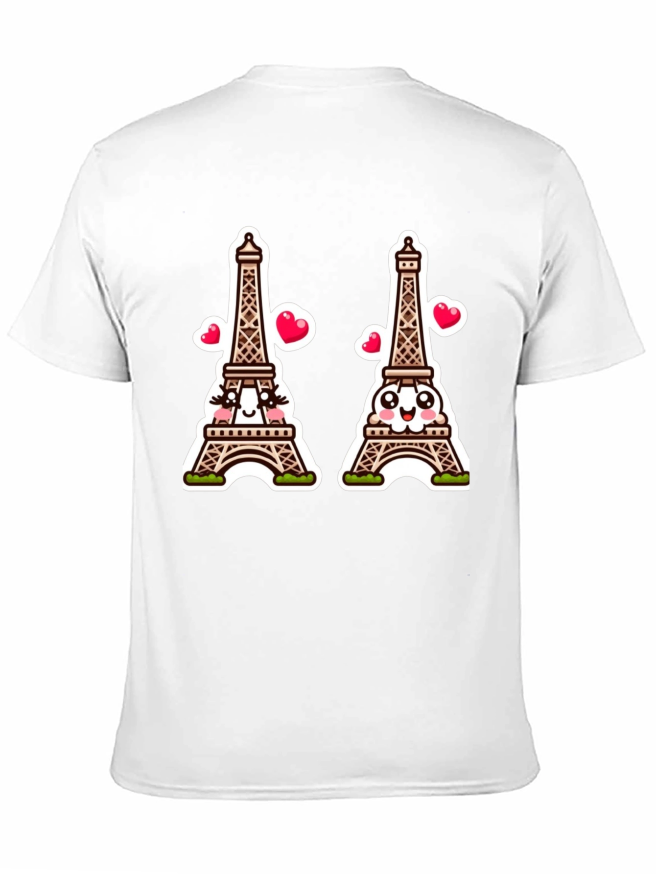 Black Parisian Love T-Shirt, Eiffel Tower Cartoon view 11