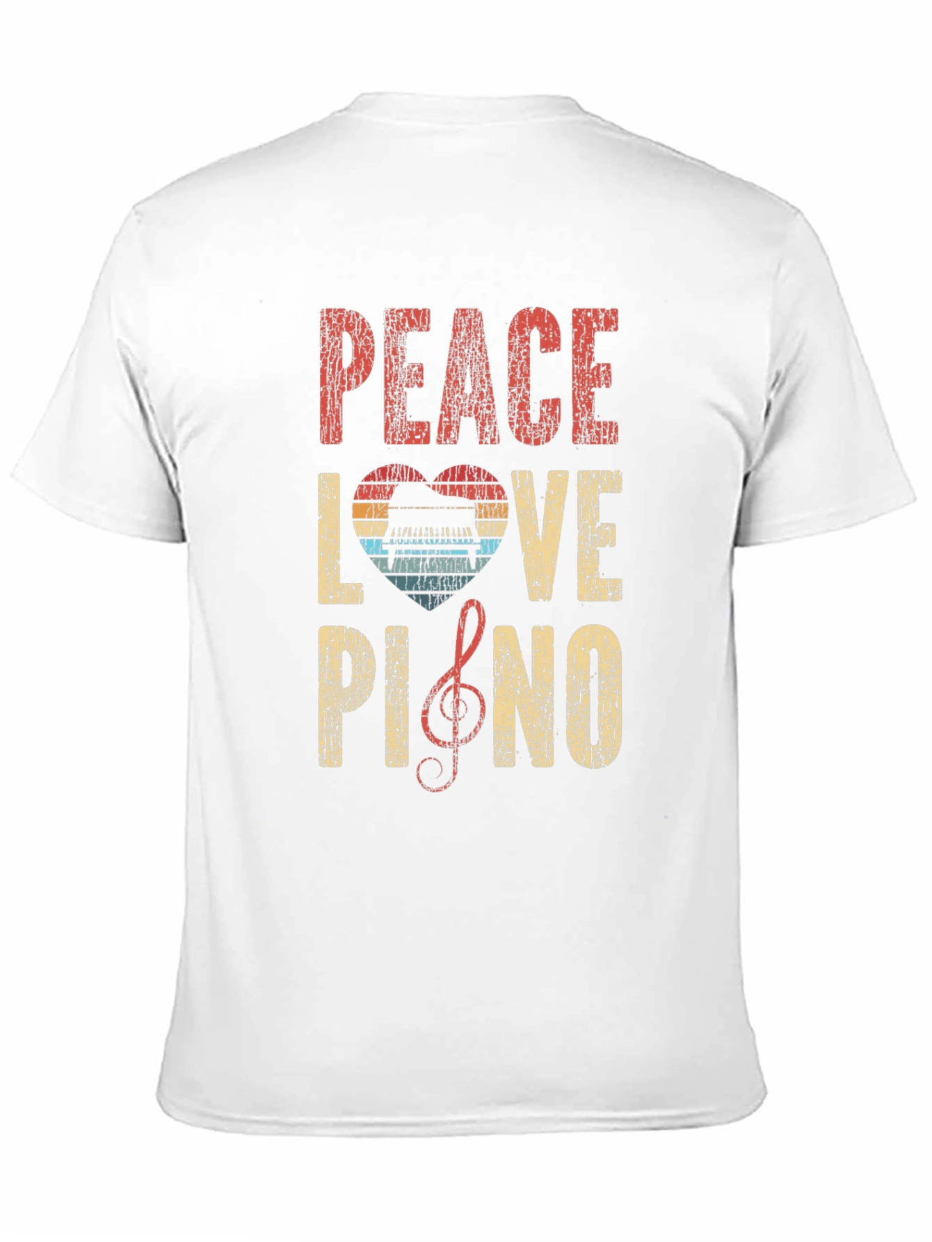 Black Peace Love Piano Graphic T-Shirt - Music Lover Tee view 11