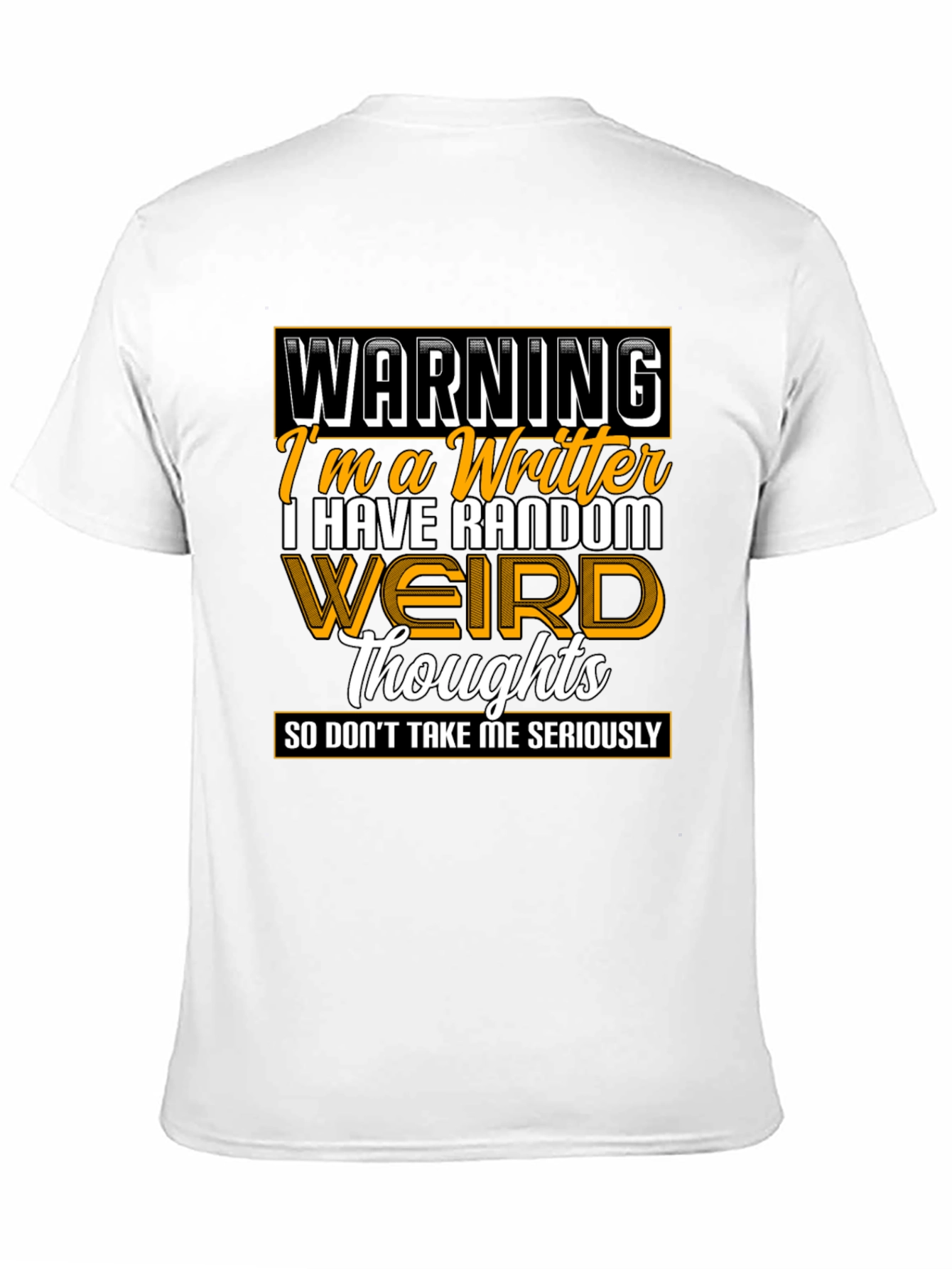 Black Warning Writer Graphic Tee - Random Weird Thoughts T-Shirt view 11