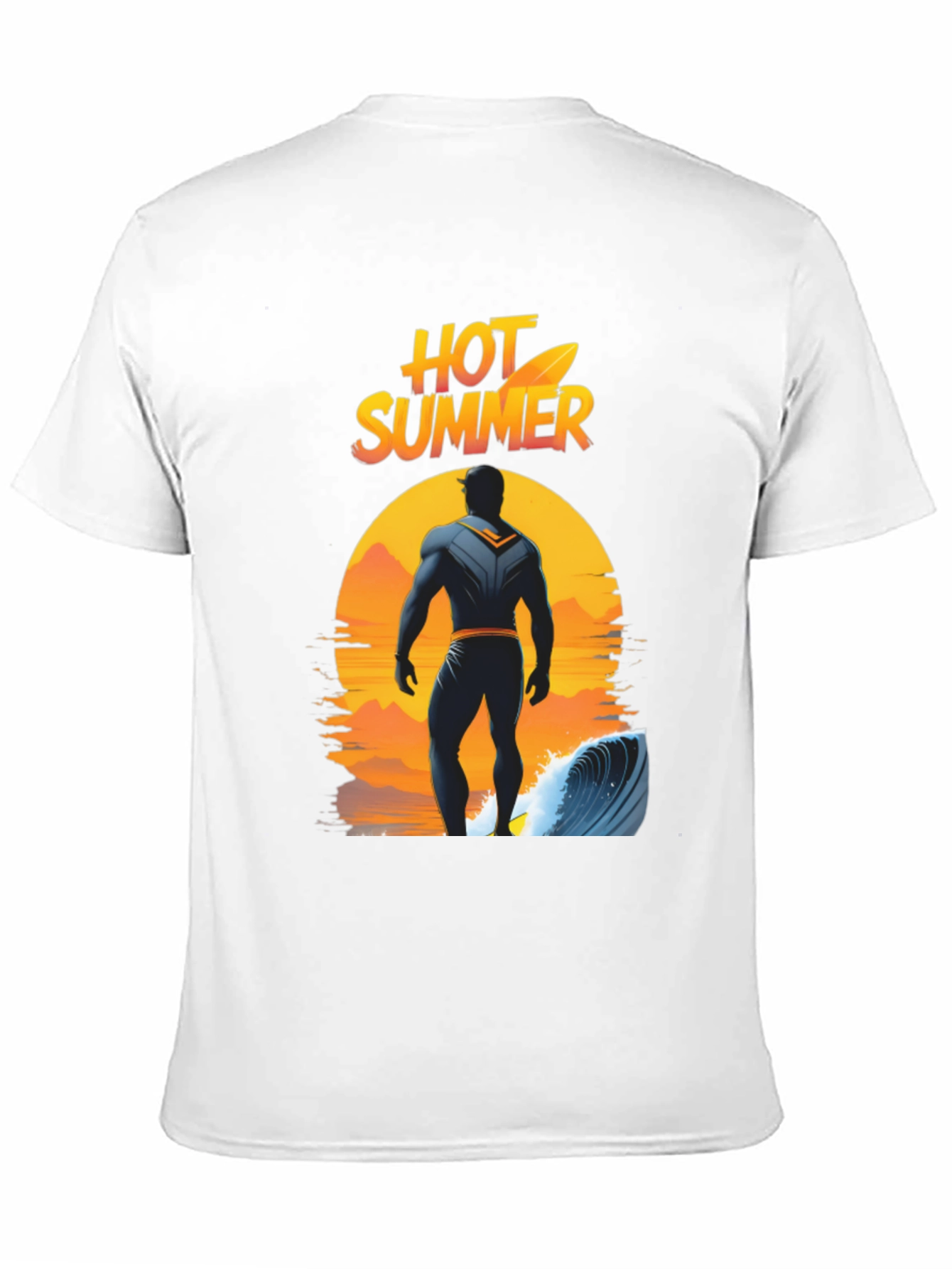 Black Hot Summer Surfer Graphic Tee - Black Cotton T-Shirt view 11