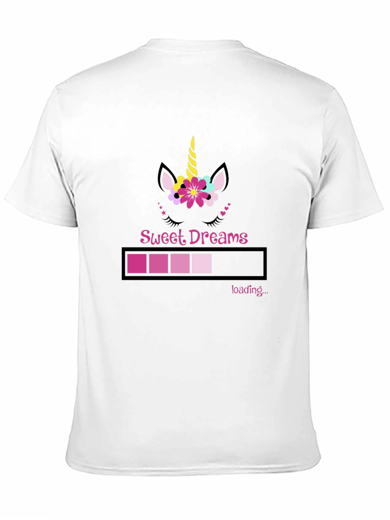 Black Sweet Dreams Unicorn Loading Bar Black T-Shirt view 11
