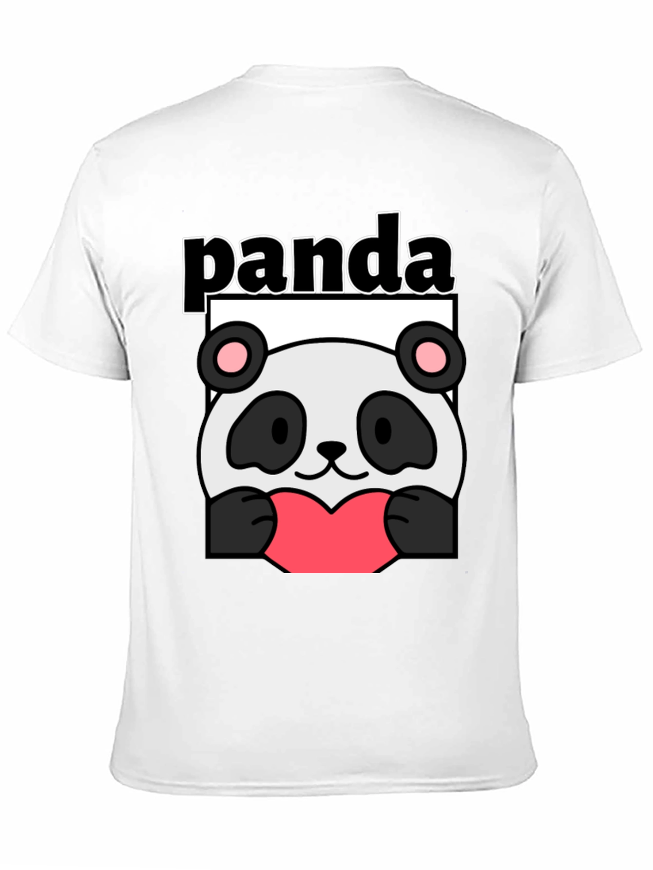 Black Cute Panda Heart Graphic Black T-Shirt view 11