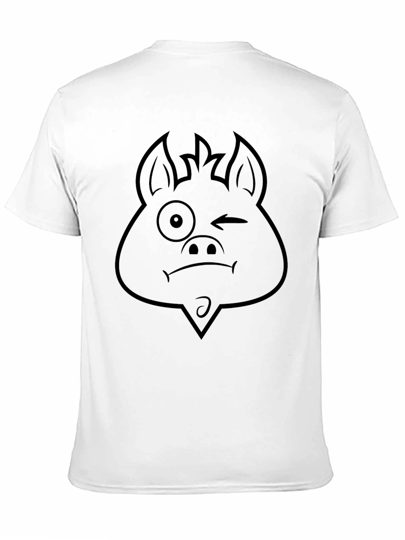 Black Winking Pig Graphic Tee - Black Cotton T-Shirt view 11