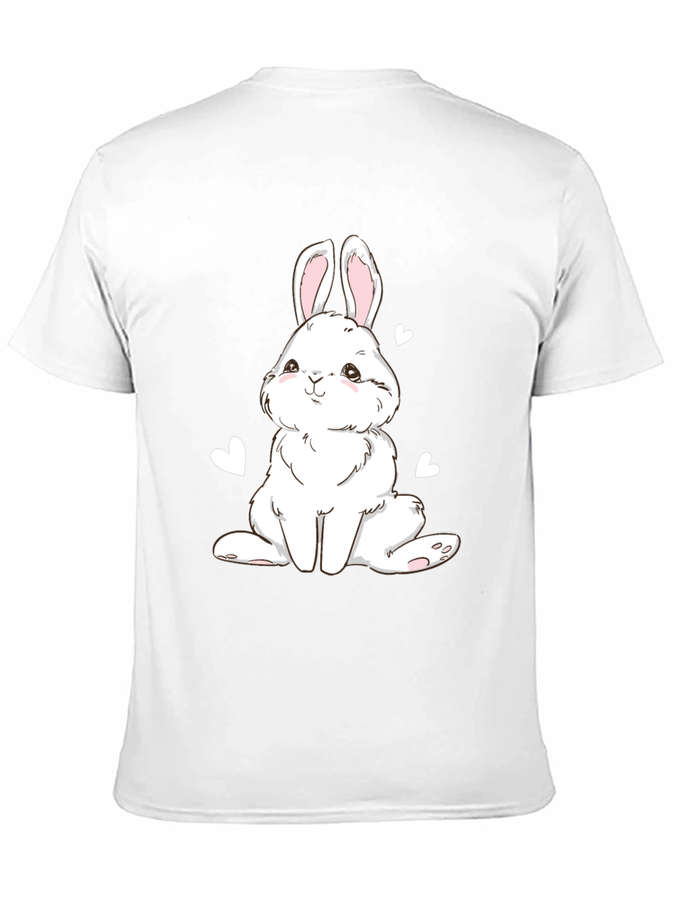 Black Cute Bunny Graphic Tee - Black Cotton Blend T-Shirt view 11