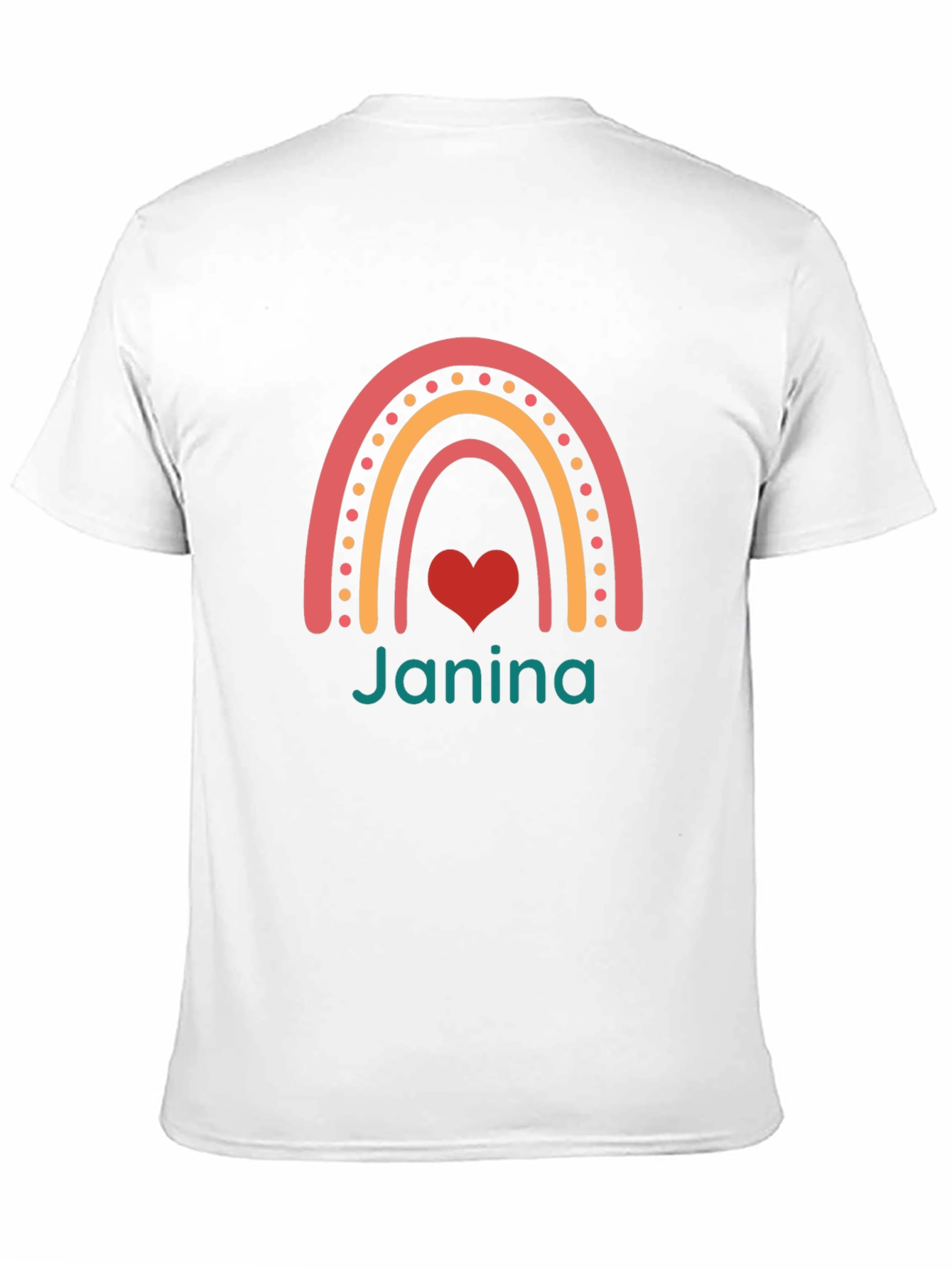 Black Janina Rainbow Heart Personalized T-Shirt view 11