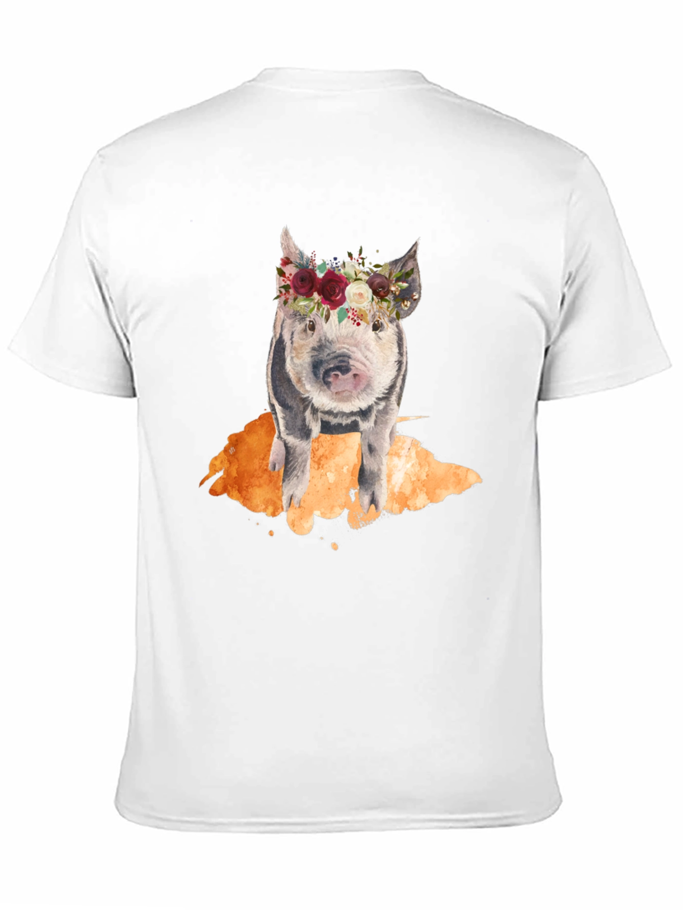 Black Floral Crown Pig Black T-Shirt view 11