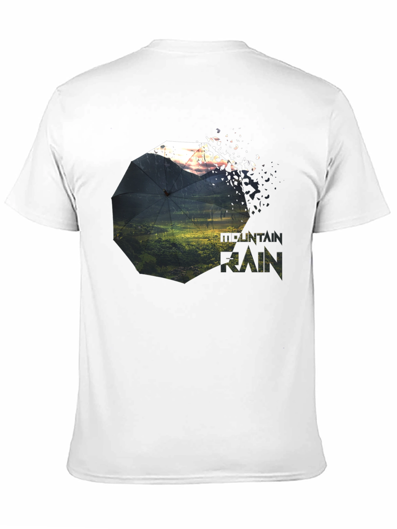 Black Mountain Rain Graphic Tee - Unique Nature Design view 11