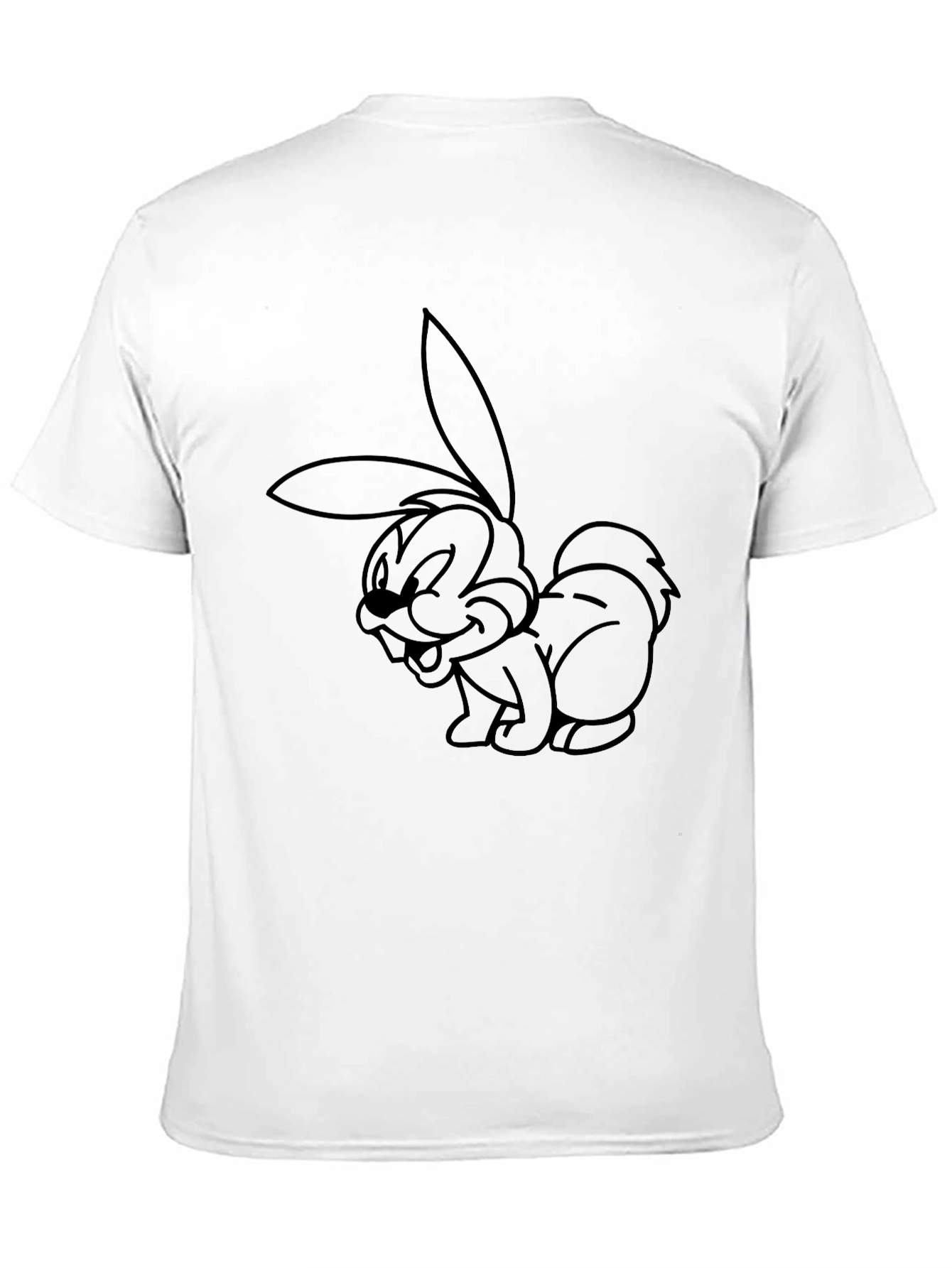 Black Cartoon Rabbit Graphic Black T-Shirt view 11
