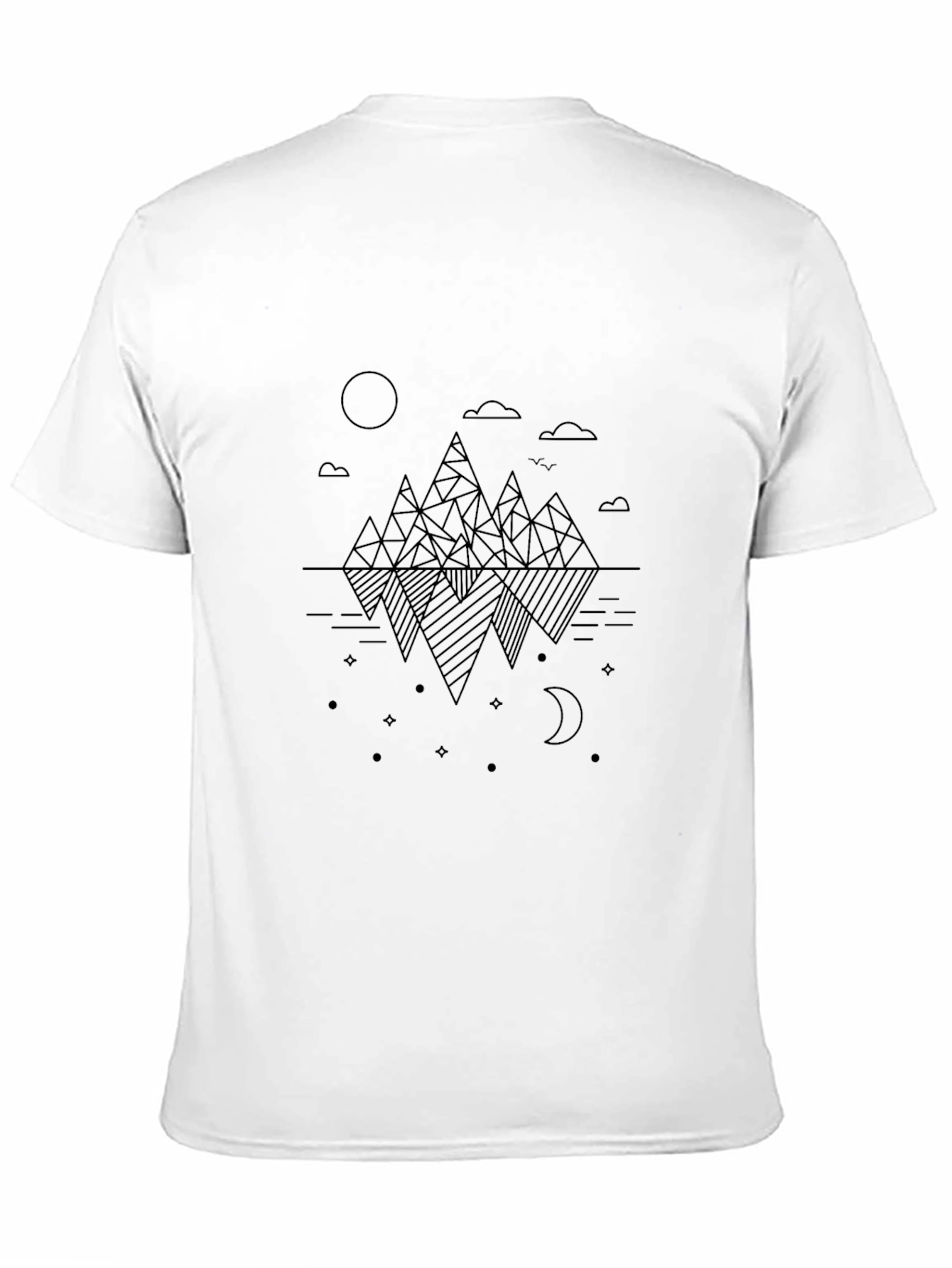 Black Geometric Mountain Reflection Black Tee view 11