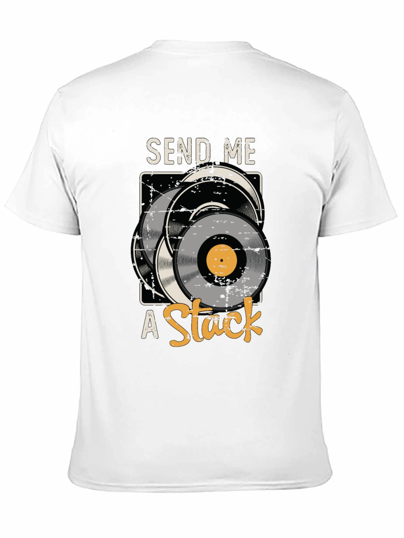 Black Send Me A Stack Vinyl Record Graphic Tee view 11
