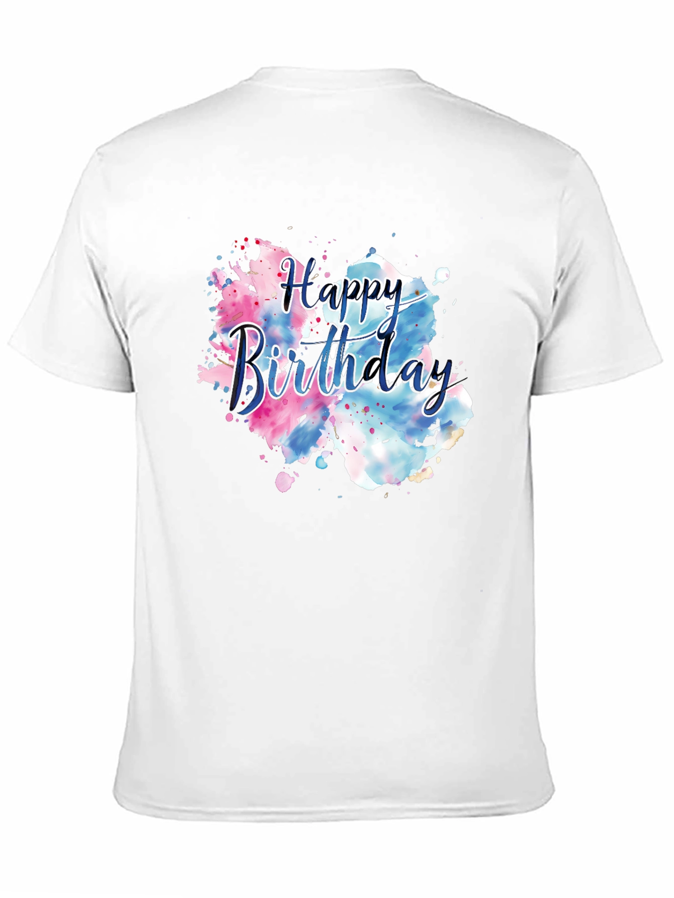 Black Happy Birthday Watercolor T-Shirt view 11