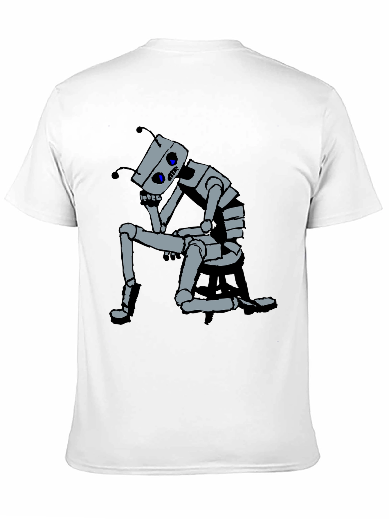 Black Robot Thoughtful Graphic Tee - Black Cotton view 11