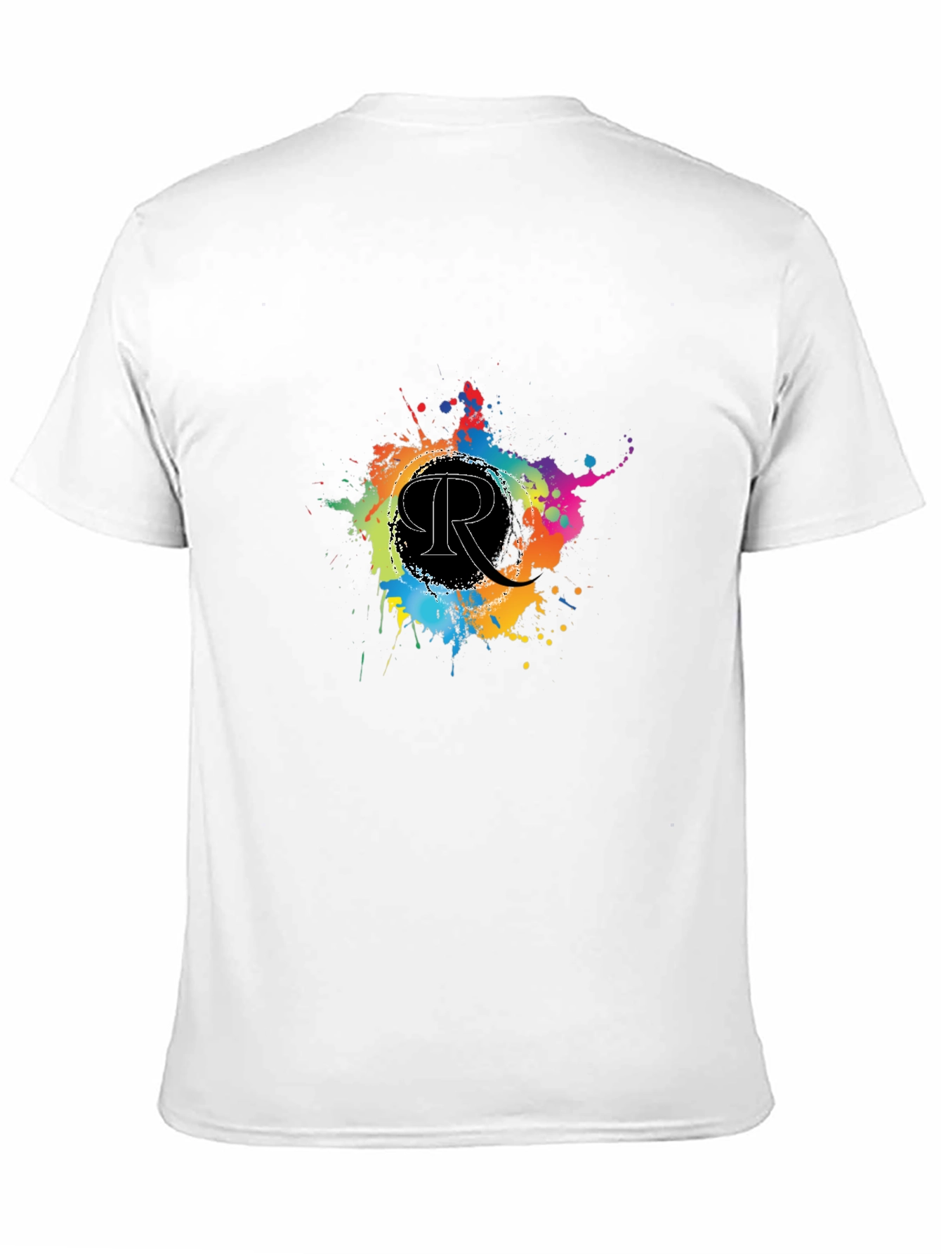 Black Men's Black T-Shirt with Colorful "R" Design view 11