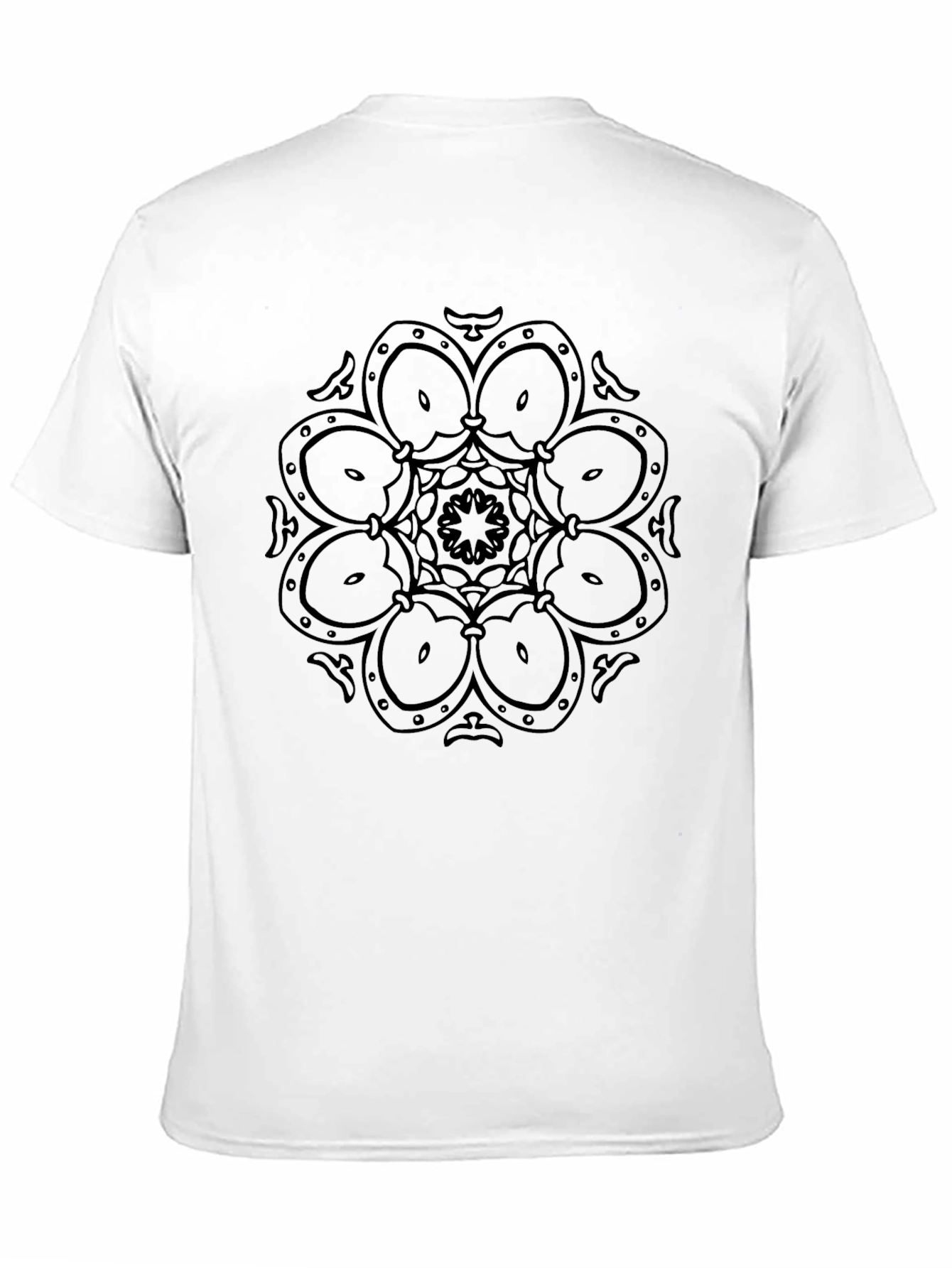 Black Geometric Mandala Design Black T-Shirt view 11