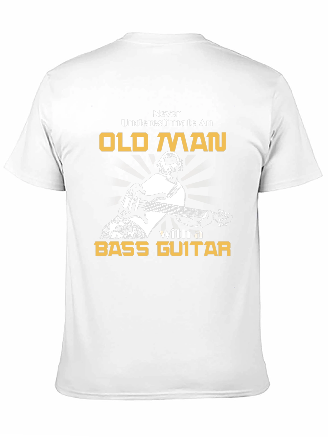 Black Old Man Bass Guitar Graphic T-Shirt view 11