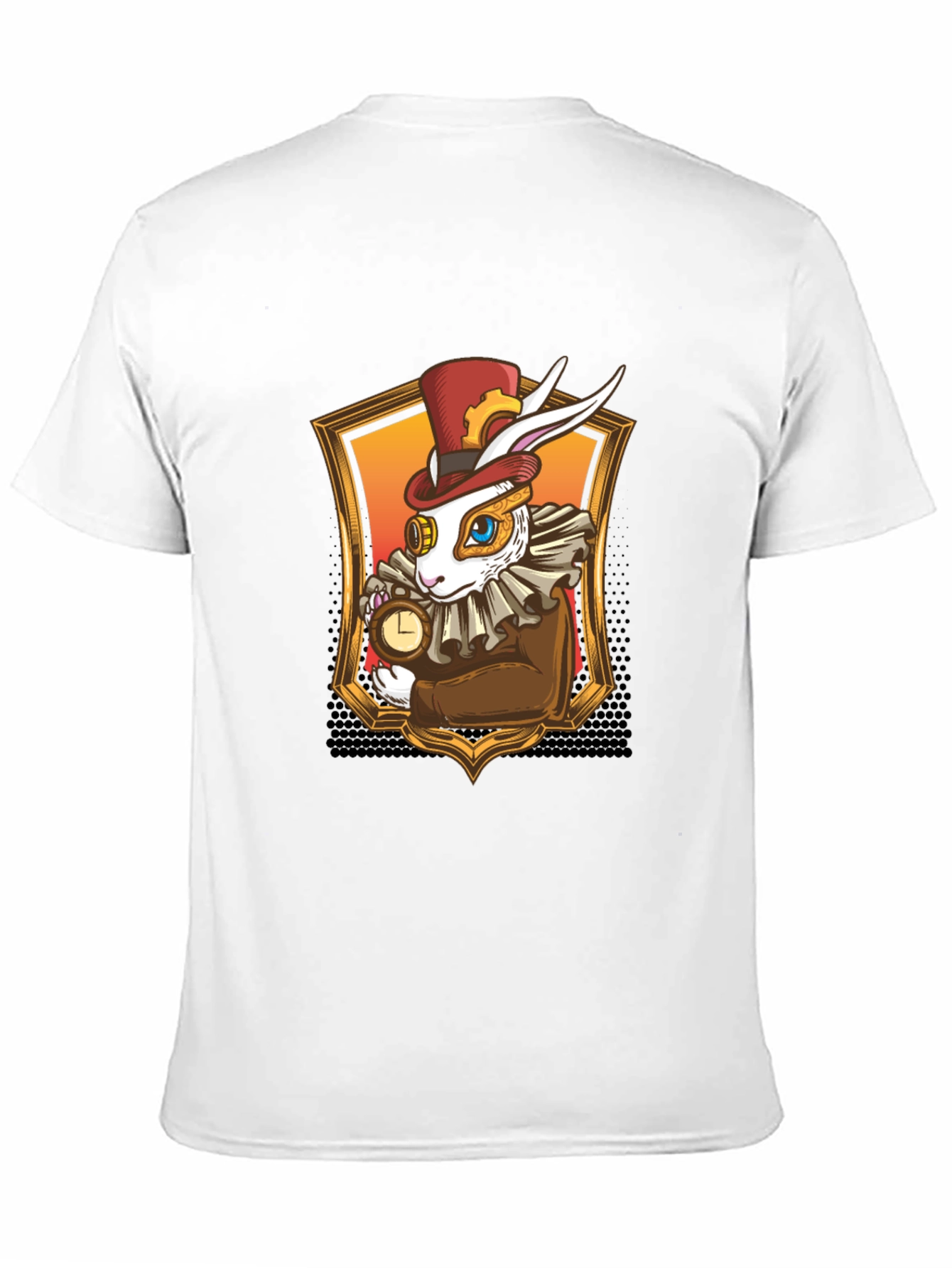 Black Steampunk Rabbit T-Shirt - Whimsical Design view 11