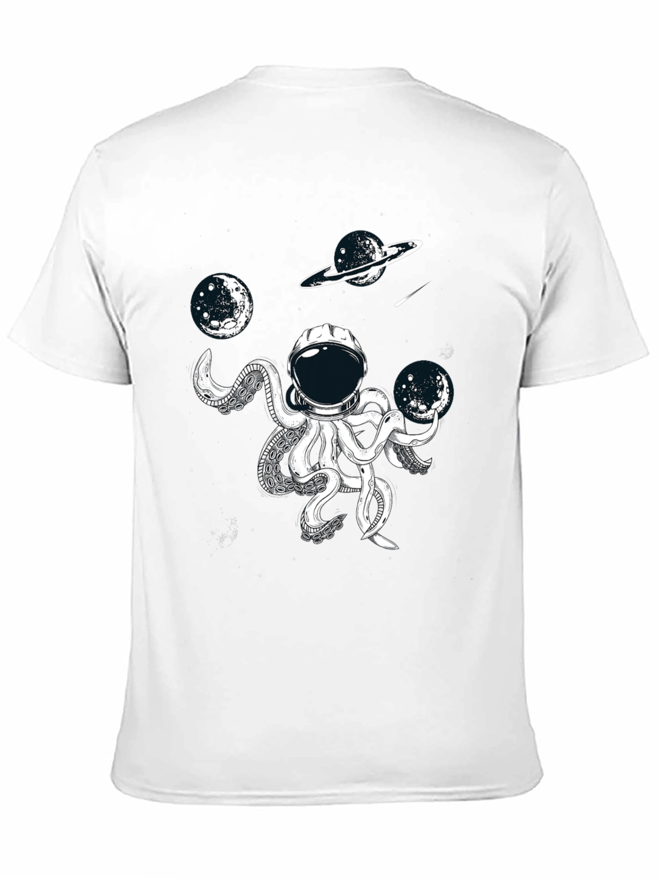 Black Cosmic Octopus Astronaut T-Shirt - Space Adventure Tee view 11