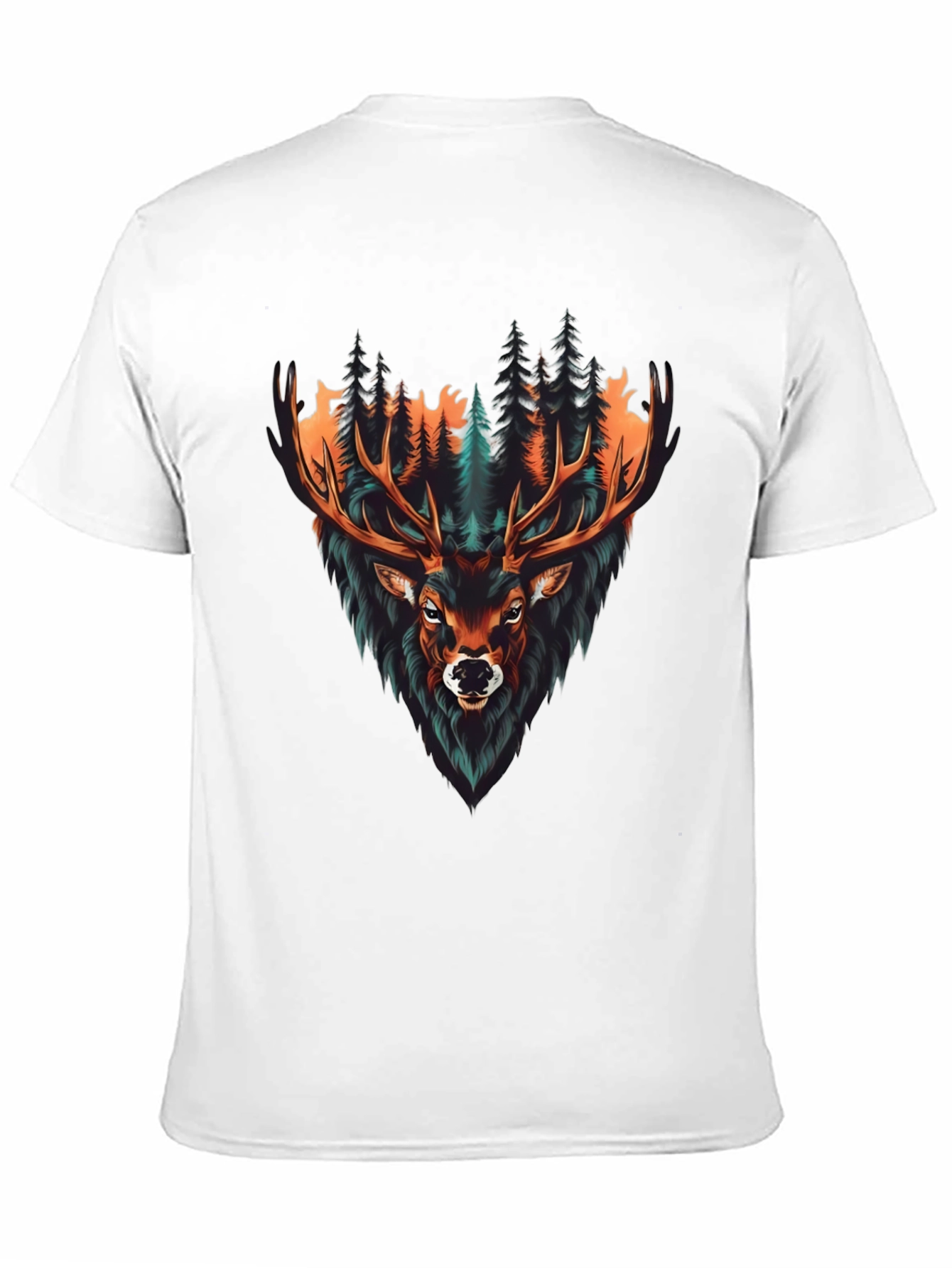 Black Men's Graphic Tee - Deer in Forest view 11