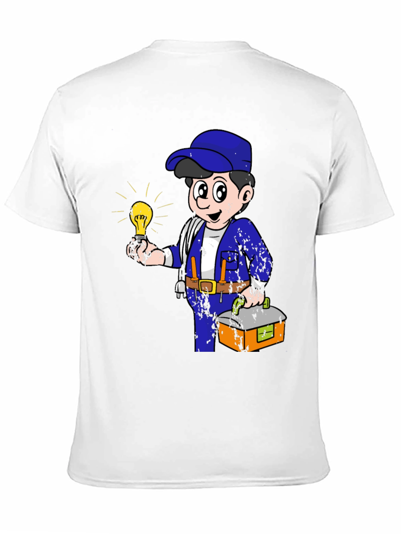 Black Electrician Cartoon Graphic T-Shirt view 11